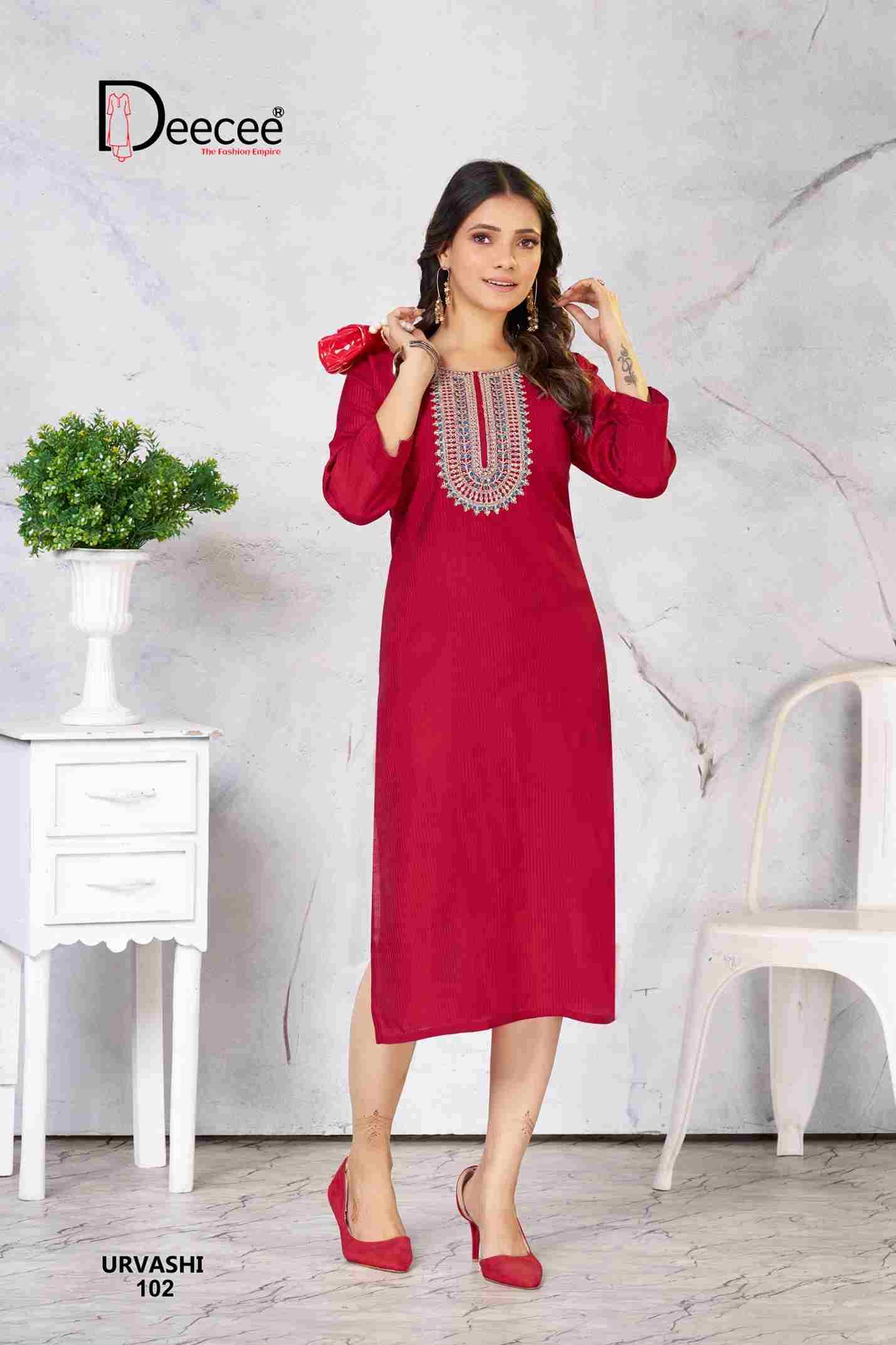 Urvashi By Dee Cee 101 To 106 Series Designer Stylish Fancy Colorful Beautiful Party Wear & Ethnic Wear Collection Fancy Kurtis At Wholesale Price
