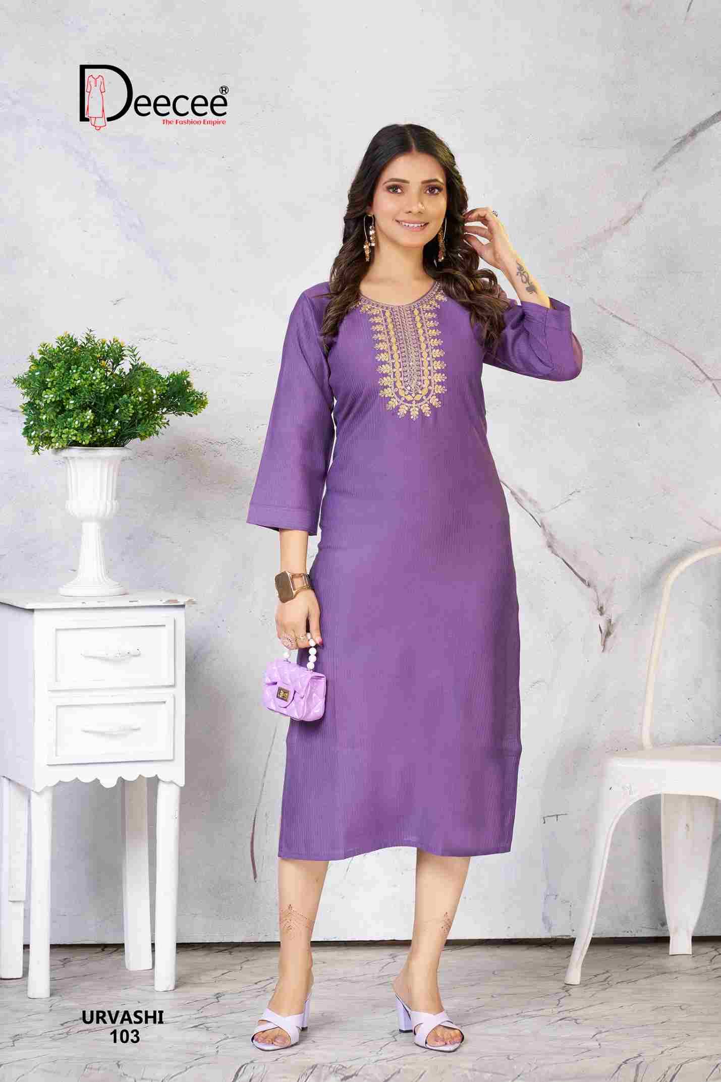 Urvashi By Dee Cee 101 To 106 Series Designer Stylish Fancy Colorful Beautiful Party Wear & Ethnic Wear Collection Fancy Kurtis At Wholesale Price