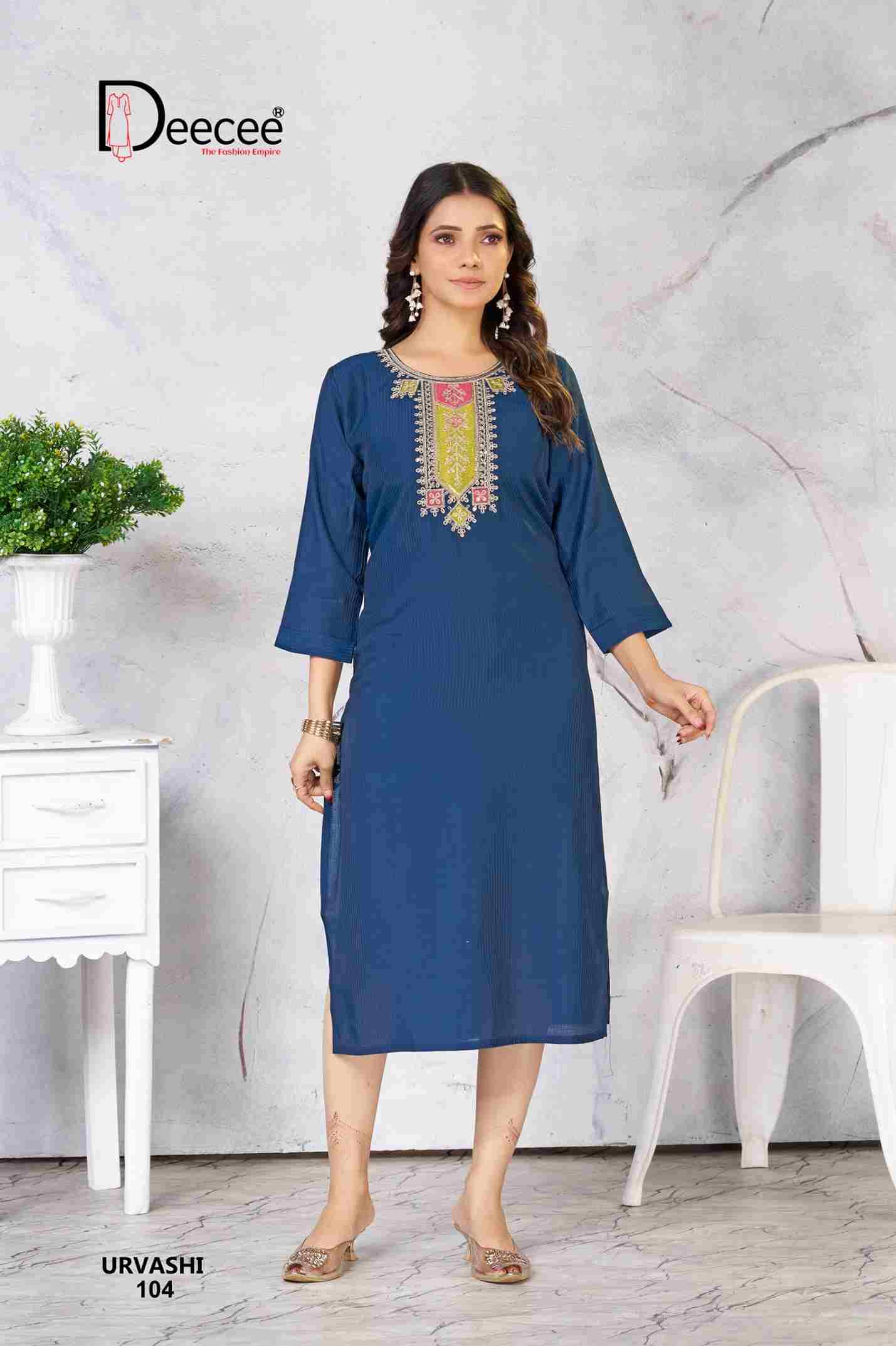 Urvashi By Dee Cee 101 To 106 Series Designer Stylish Fancy Colorful Beautiful Party Wear & Ethnic Wear Collection Fancy Kurtis At Wholesale Price