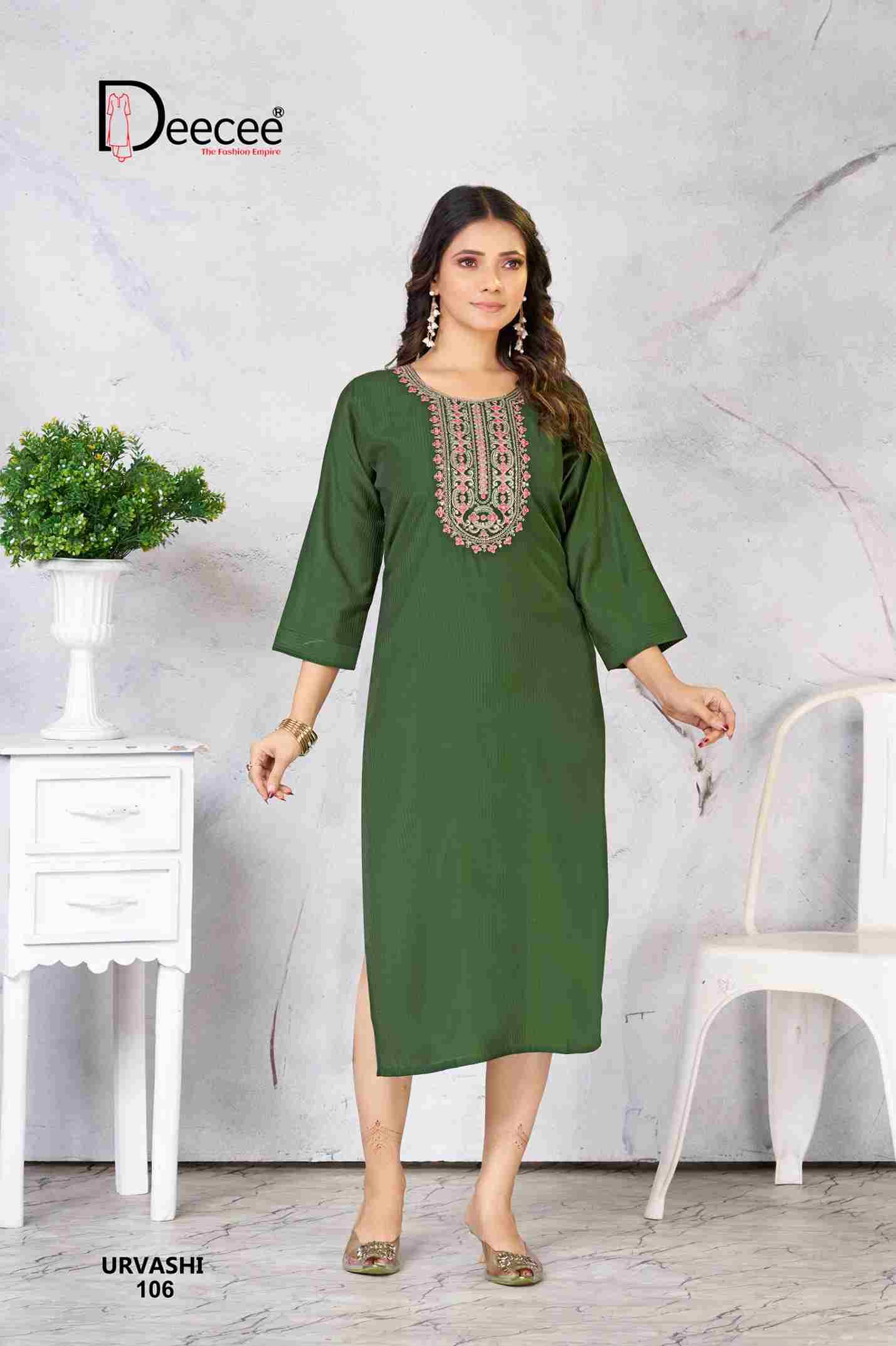 Urvashi By Dee Cee 101 To 106 Series Designer Stylish Fancy Colorful Beautiful Party Wear & Ethnic Wear Collection Fancy Kurtis At Wholesale Price