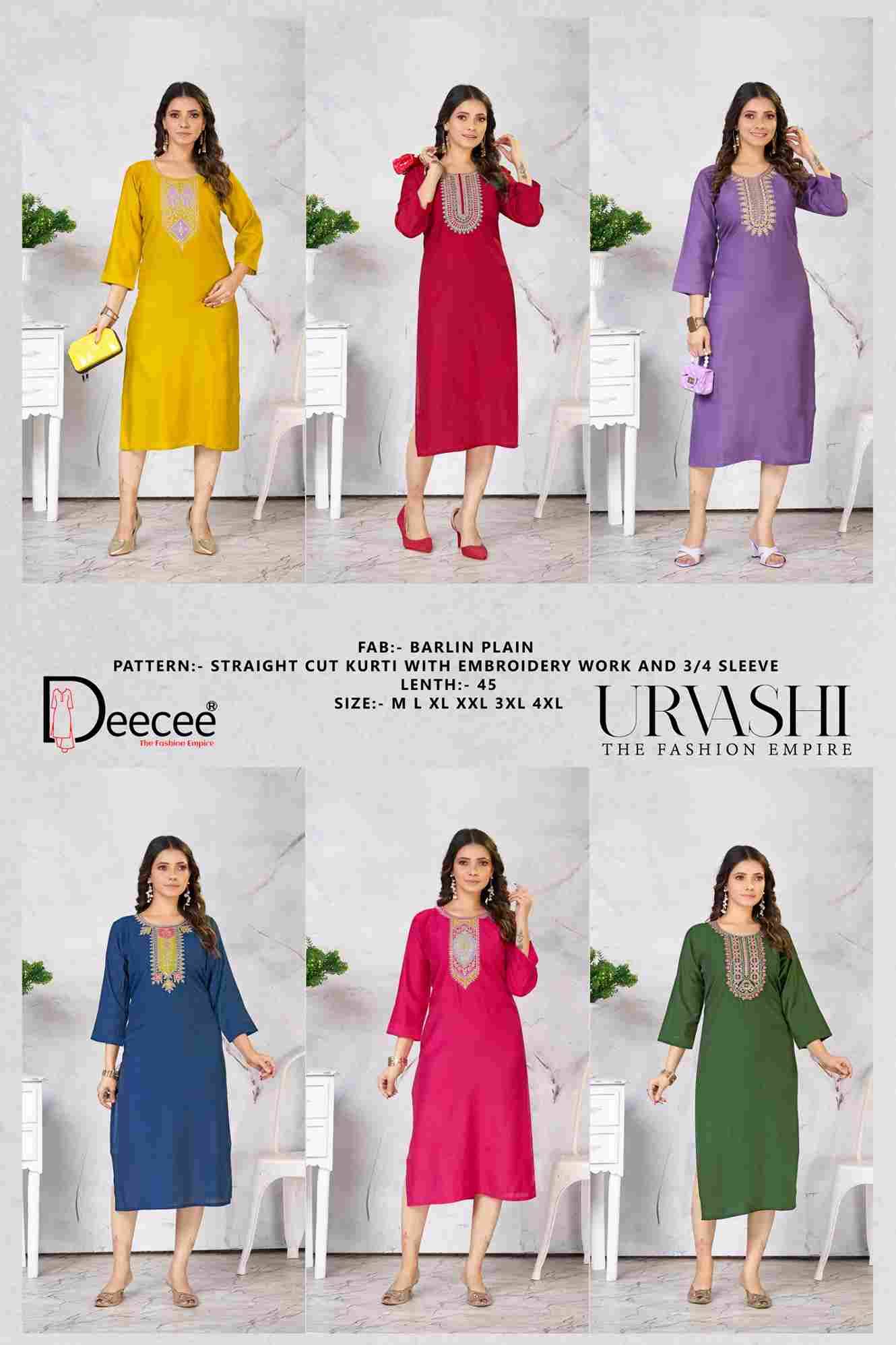Urvashi By Dee Cee 101 To 106 Series Designer Stylish Fancy Colorful Beautiful Party Wear & Ethnic Wear Collection Fancy Kurtis At Wholesale Price