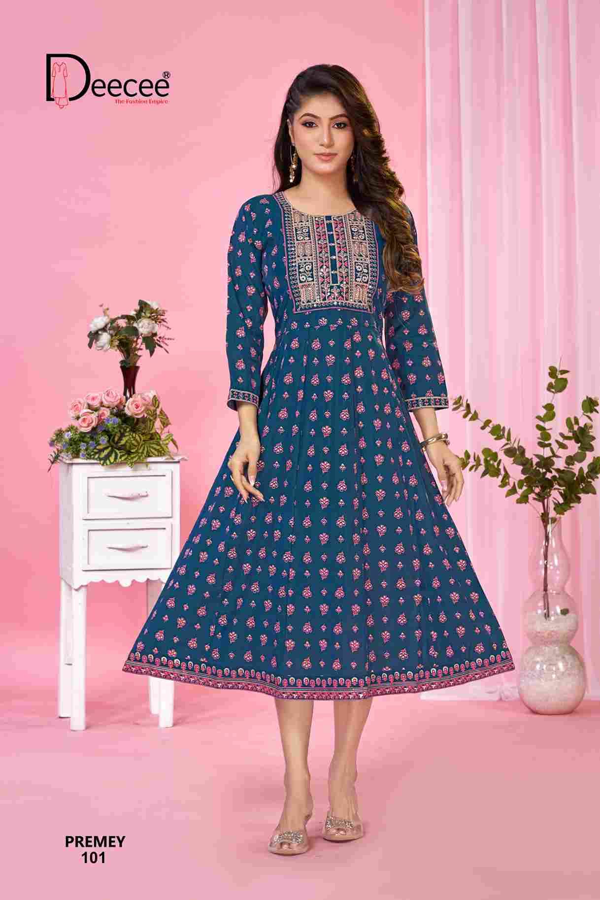 Premey By Dee Cee 101 To 106 Series Designer Stylish Fancy Colorful Beautiful Party Wear & Ethnic Wear Collection Vatican Foil Kurtis At Wholesale Price