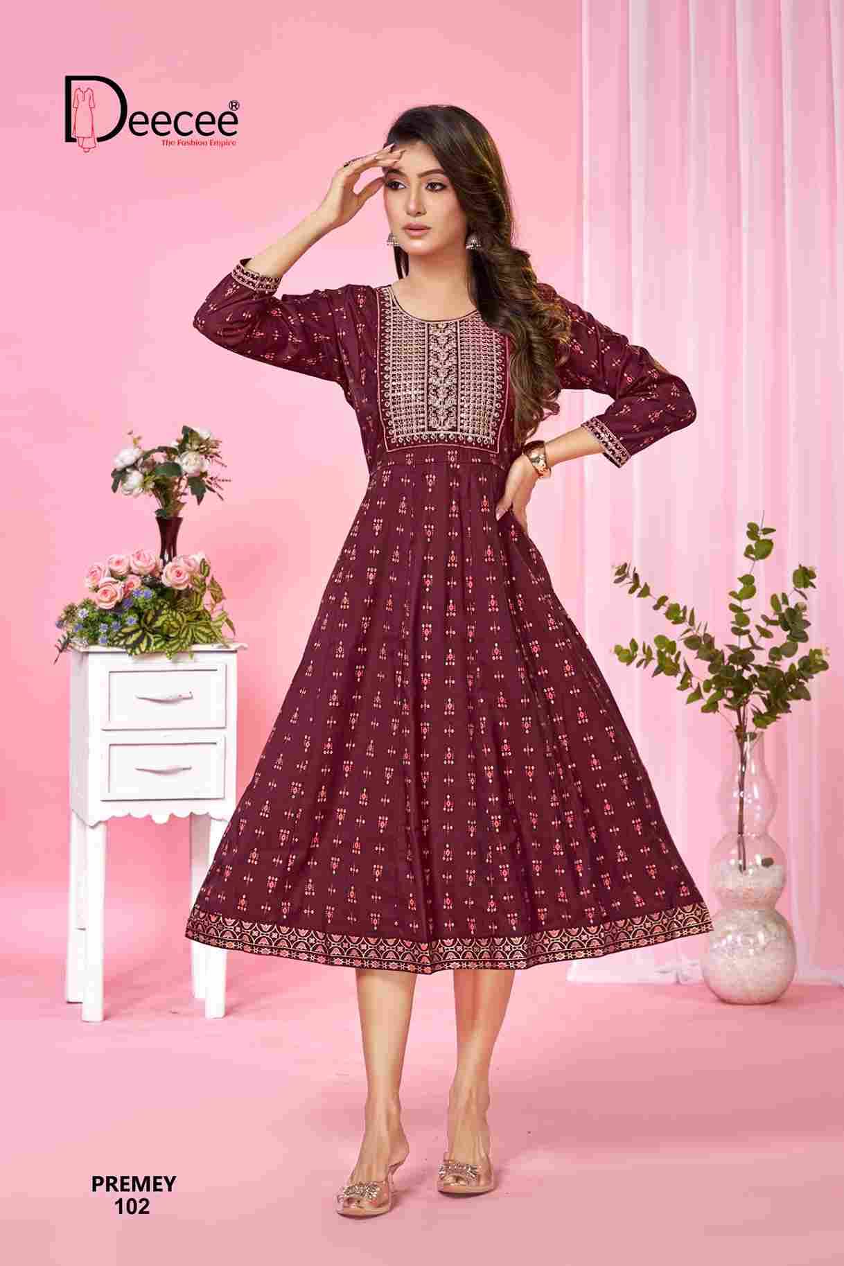 Premey By Dee Cee 101 To 106 Series Designer Stylish Fancy Colorful Beautiful Party Wear & Ethnic Wear Collection Vatican Foil Kurtis At Wholesale Price