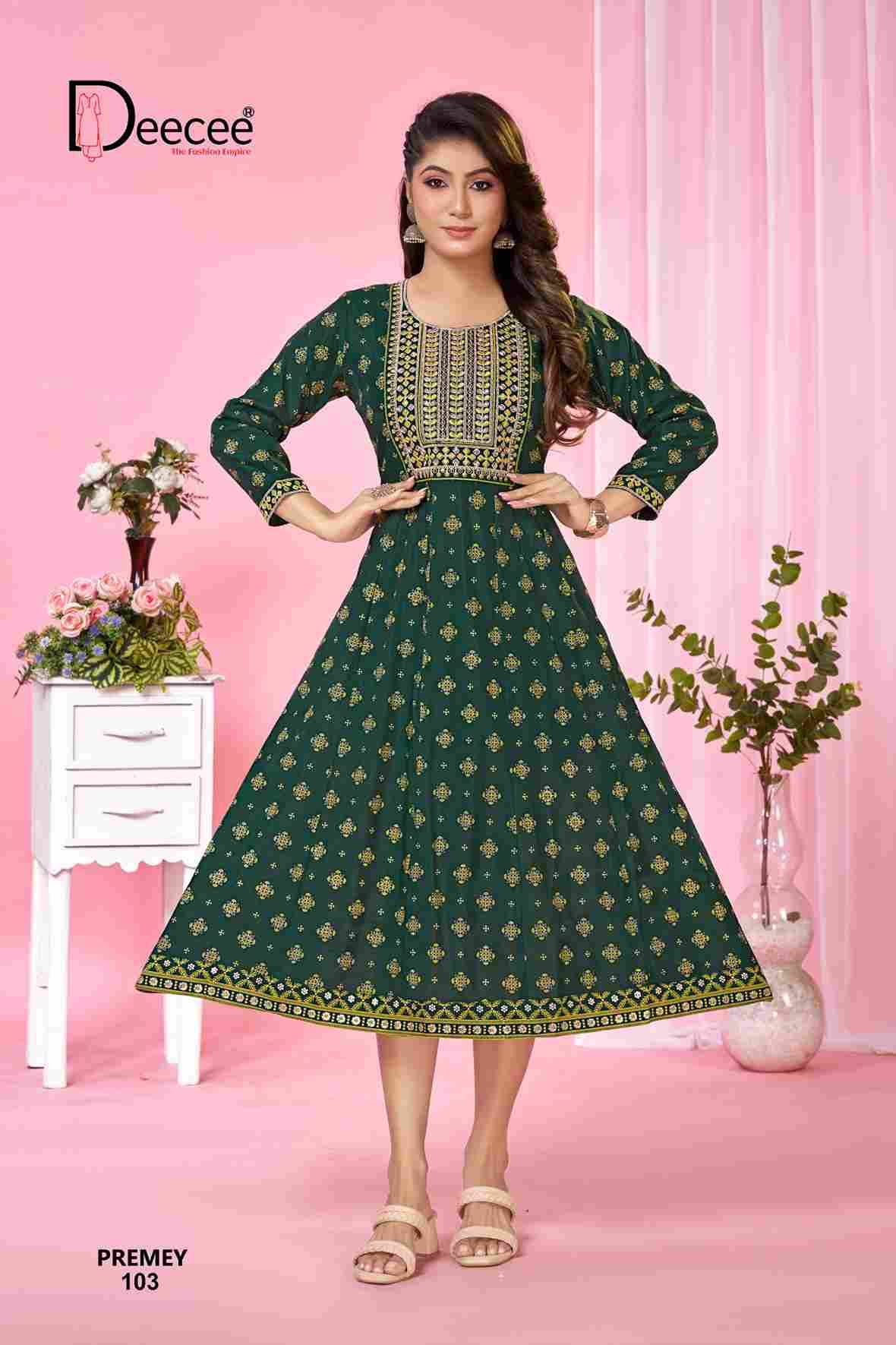 Premey By Dee Cee 101 To 106 Series Designer Stylish Fancy Colorful Beautiful Party Wear & Ethnic Wear Collection Vatican Foil Kurtis At Wholesale Price