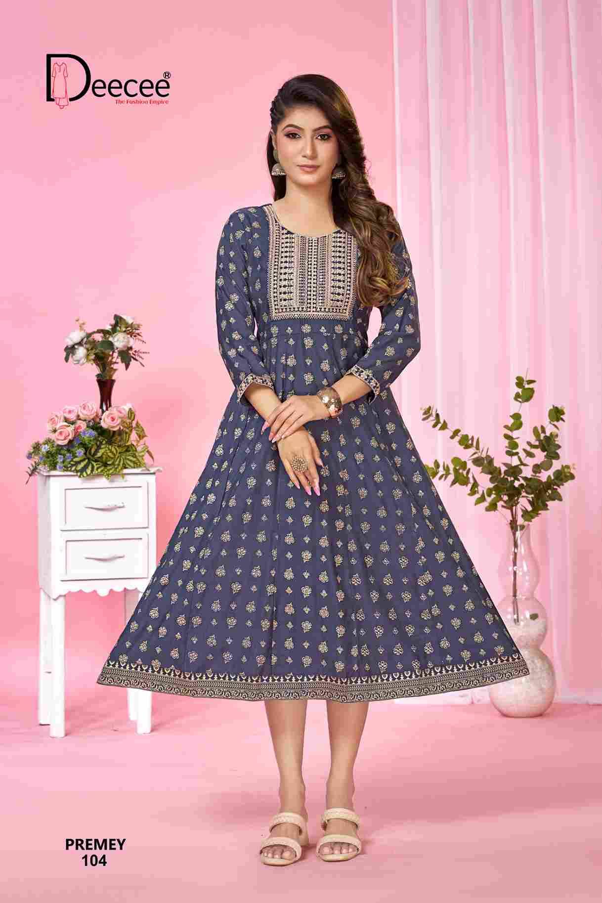 Premey By Dee Cee 101 To 106 Series Designer Stylish Fancy Colorful Beautiful Party Wear & Ethnic Wear Collection Vatican Foil Kurtis At Wholesale Price