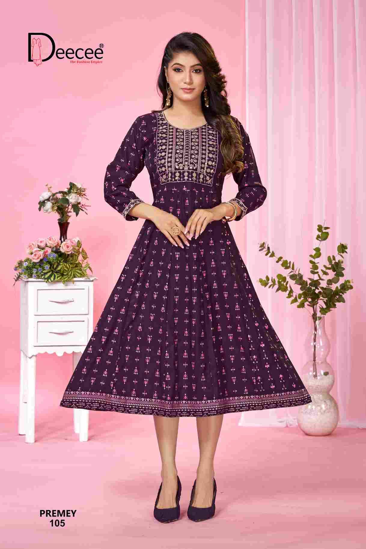 Premey By Dee Cee 101 To 106 Series Designer Stylish Fancy Colorful Beautiful Party Wear & Ethnic Wear Collection Vatican Foil Kurtis At Wholesale Price