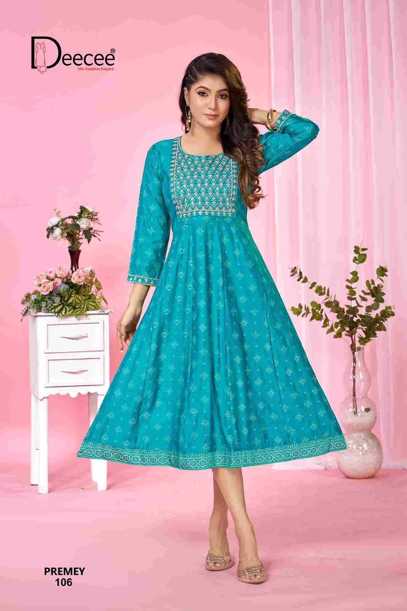 Premey By Dee Cee 101 To 106 Series Designer Stylish Fancy Colorful Beautiful Party Wear & Ethnic Wear Collection Vatican Foil Kurtis At Wholesale Price