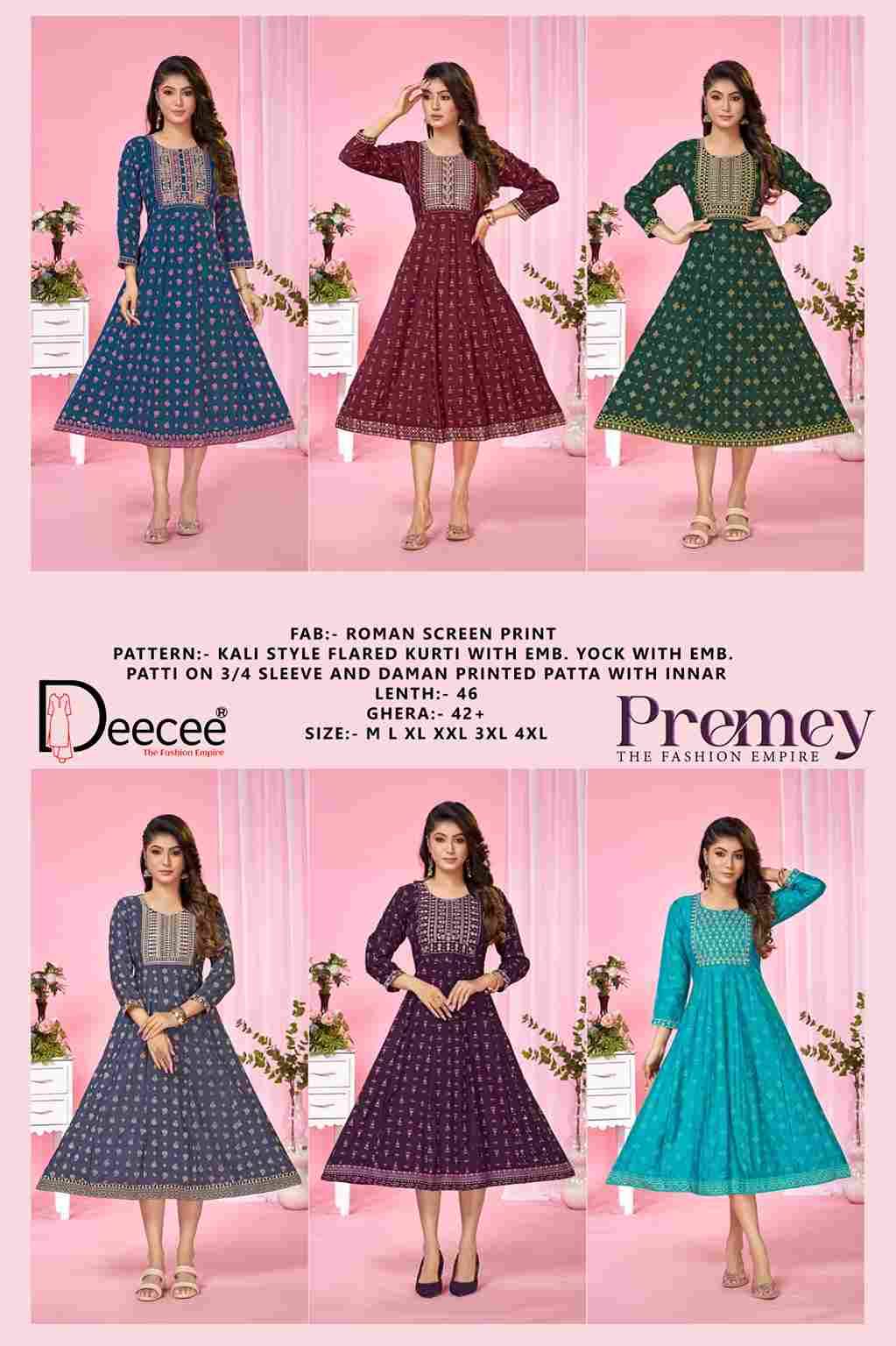 Premey By Dee Cee 101 To 106 Series Designer Stylish Fancy Colorful Beautiful Party Wear & Ethnic Wear Collection Vatican Foil Kurtis At Wholesale Price