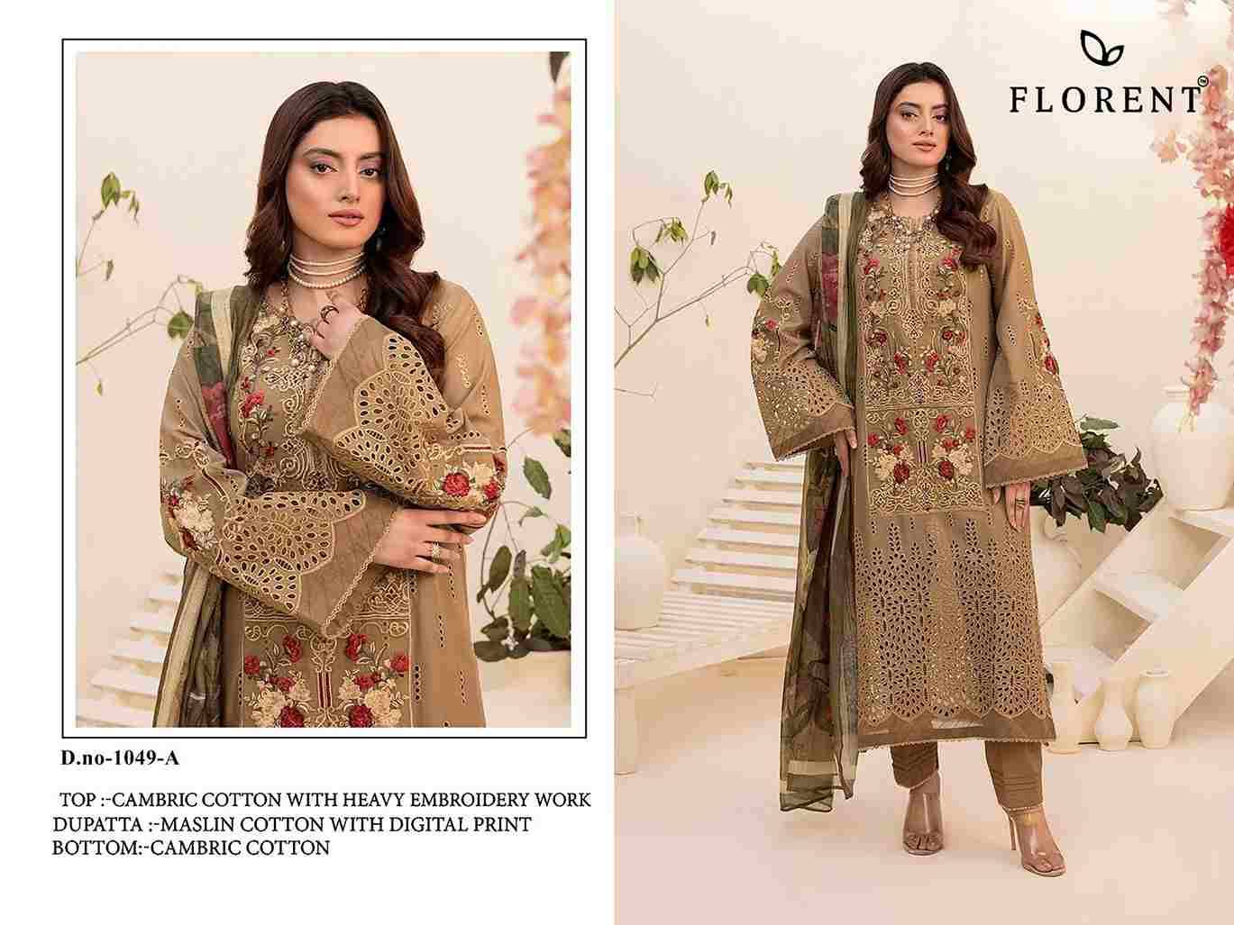 Florent 1049 Colours By Fashid Wholesale 1049-A To 1049-D Series Pakistani Suits Beautiful Fancy Colorful Stylish Party Wear & Occasional Wear Cambric Cotton Embroidery Dresses At Wholesale Price