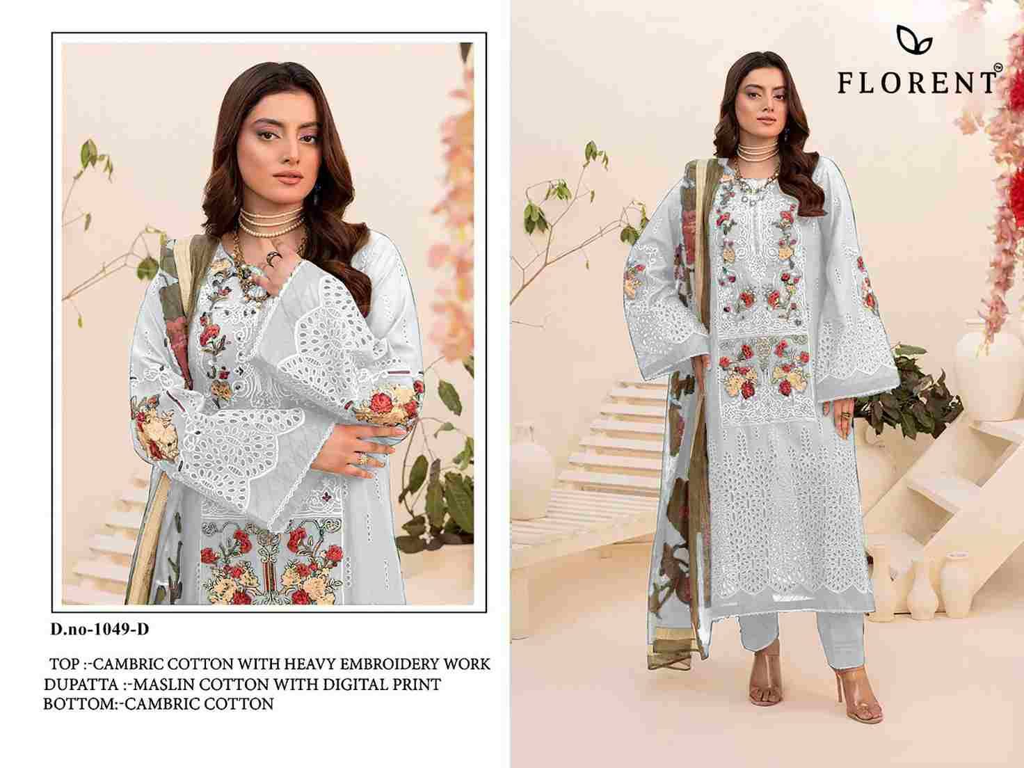 Florent 1049 Colours By Fashid Wholesale 1049-A To 1049-D Series Pakistani Suits Beautiful Fancy Colorful Stylish Party Wear & Occasional Wear Cambric Cotton Embroidery Dresses At Wholesale Price