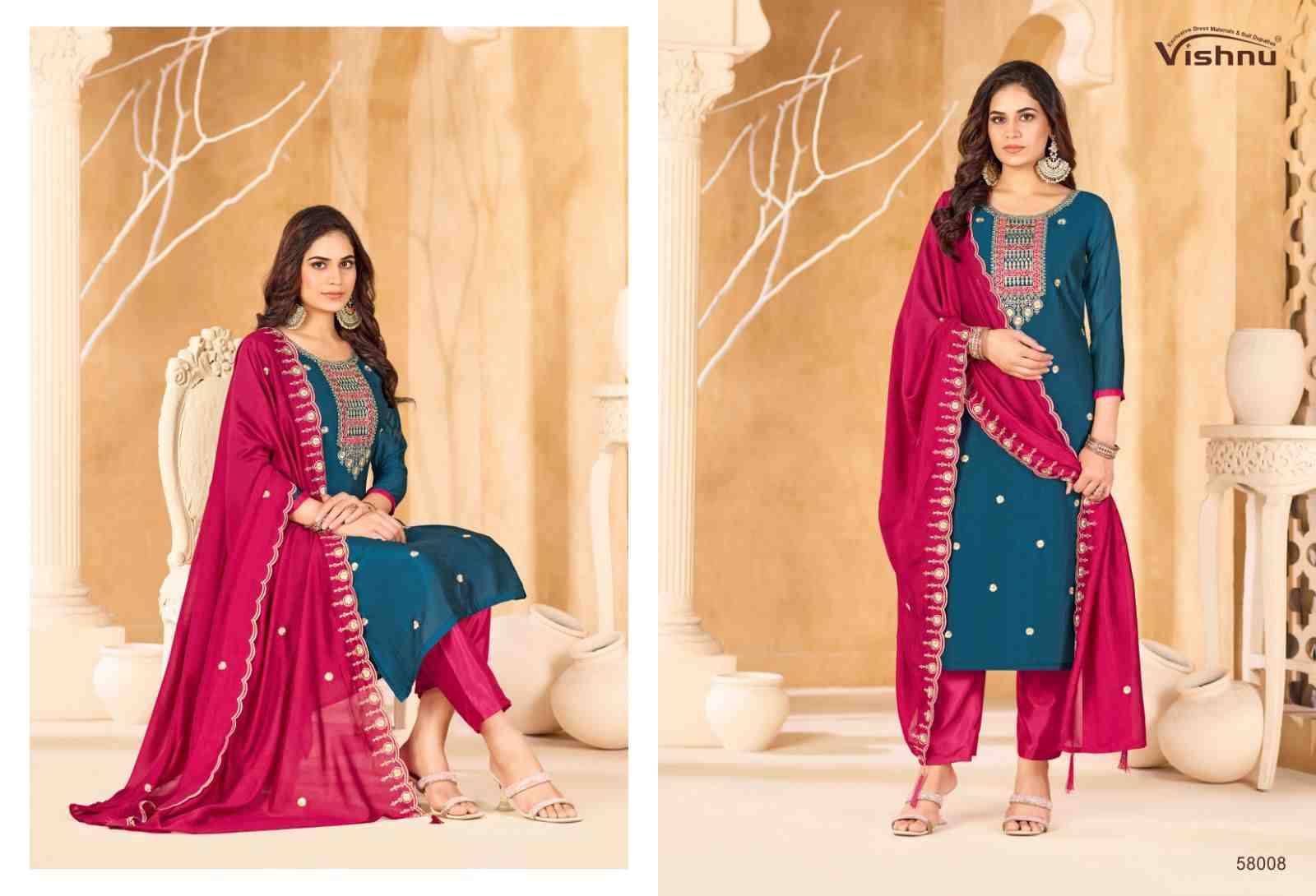 Sukanya By Vishnu 58001 To 58012 Series Beautiful Stylish Festive Suits Fancy Colorful Casual Wear & Ethnic Wear & Ready To Wear Vichitra Silk Dresses At Wholesale Price