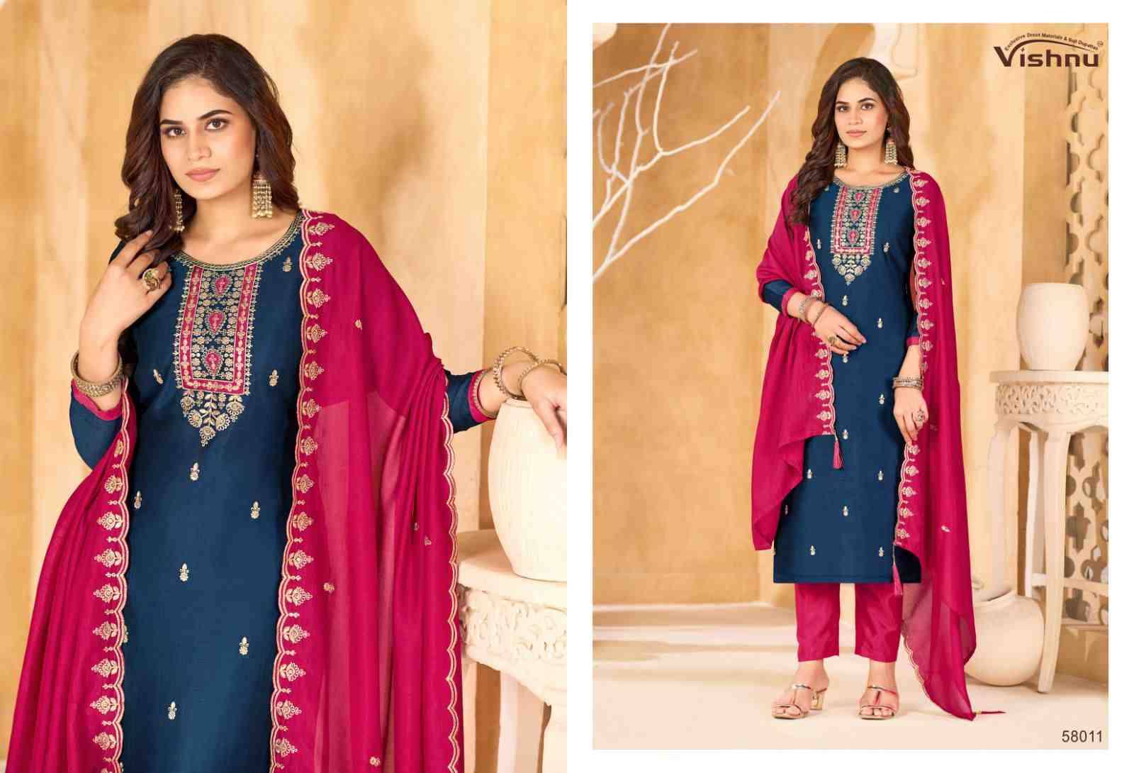 Sukanya By Vishnu 58001 To 58012 Series Beautiful Stylish Festive Suits Fancy Colorful Casual Wear & Ethnic Wear & Ready To Wear Vichitra Silk Dresses At Wholesale Price