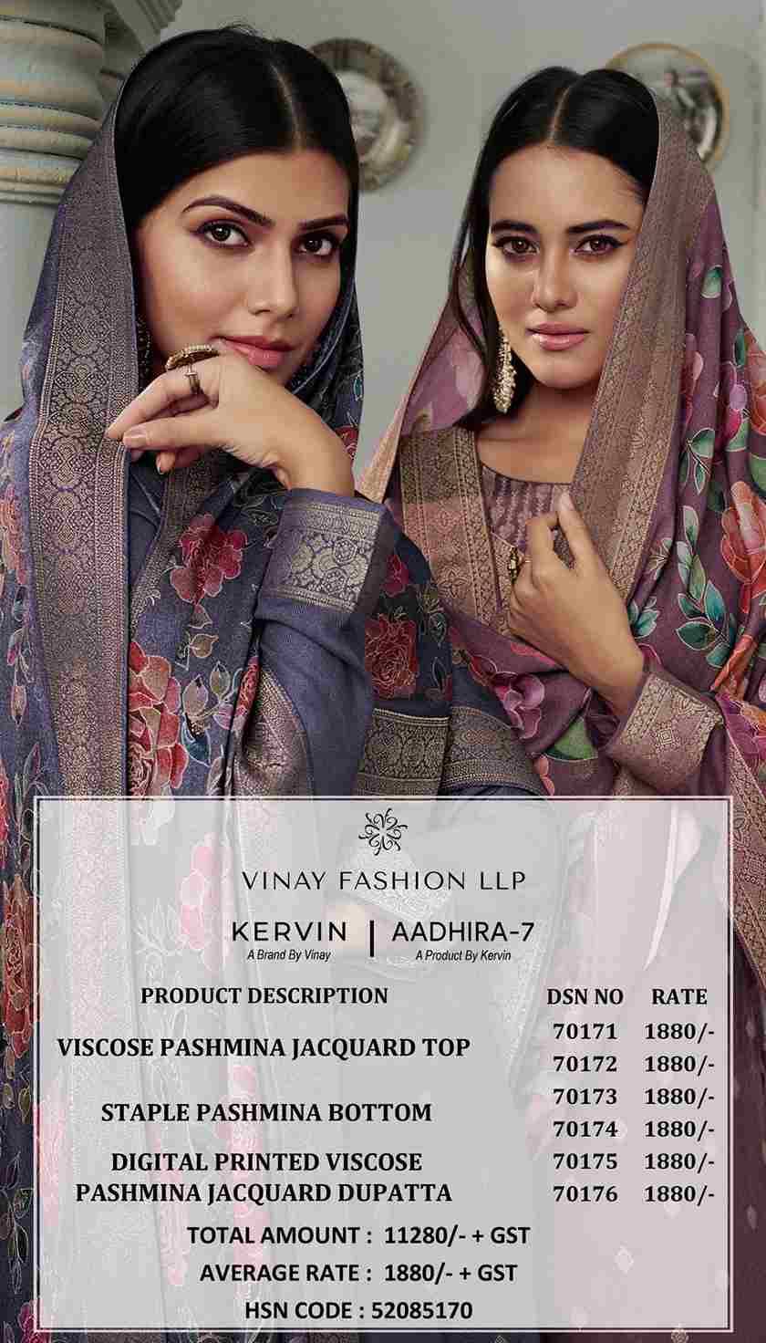Aadhira Vol-7 By Vinay Fashion 70171 To 70176 Series Beautiful Suits Colorful Stylish Fancy Casual Wear & Ethnic Wear Pashmina Jacquard Dresses At Wholesale Price