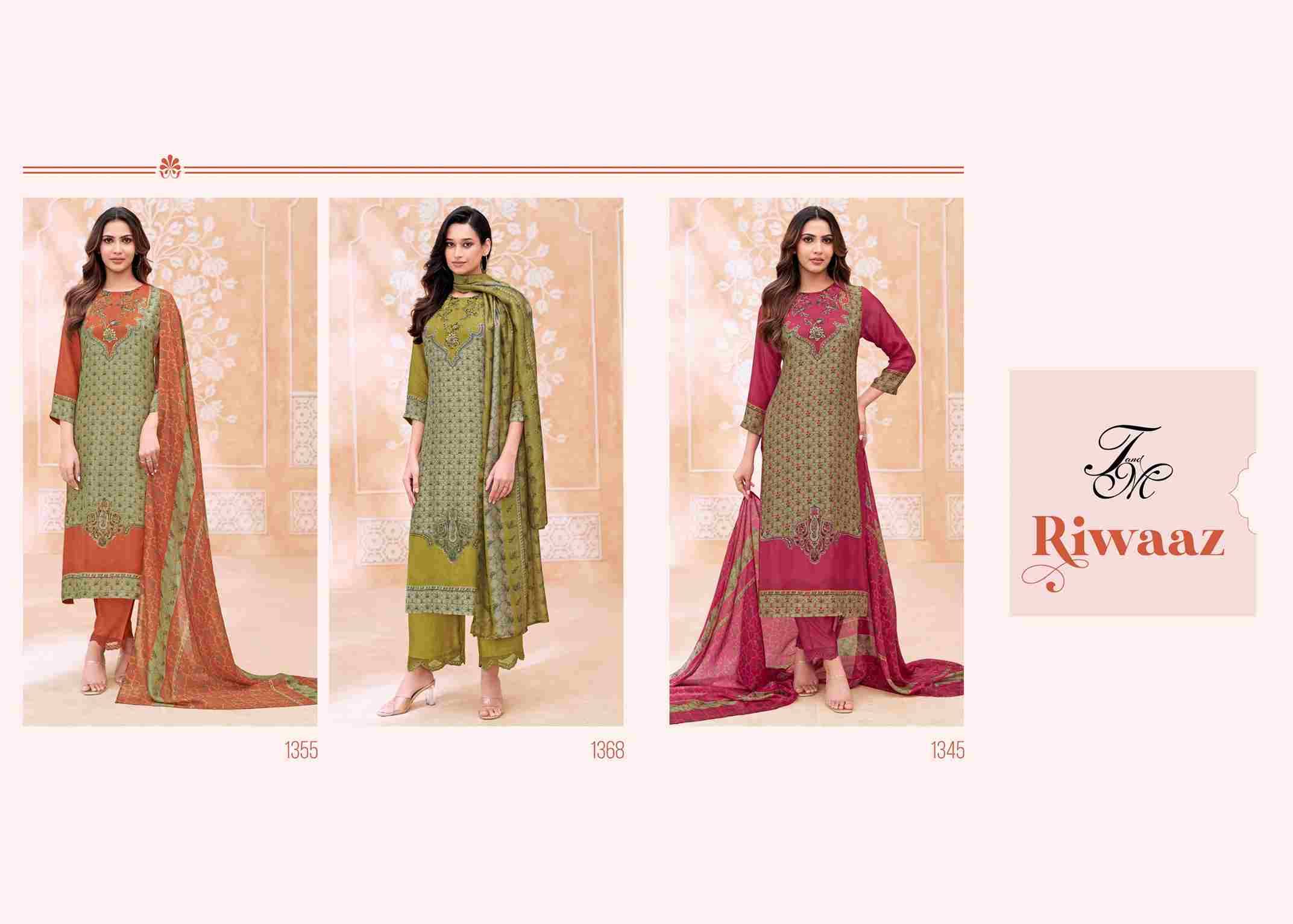 Riwaaz By T And M Designer Studio Beautiful Festive Suits Colorful Stylish Fancy Casual Wear & Ethnic Wear Pure Silk Dresses At Wholesale Price