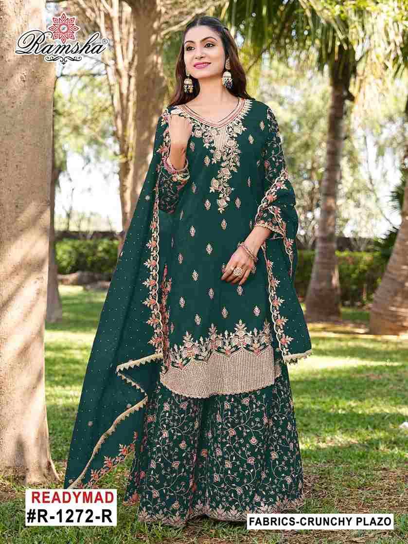 Ramsha 1272 Colours Vol-5 By Ramsha 1272-Q To 1272-T Series Designer Pakistani Suits Beautiful Fancy Colorful Stylish Party Wear & Occasional Wear Crunchy Embroidered Dresses At Wholesale Price