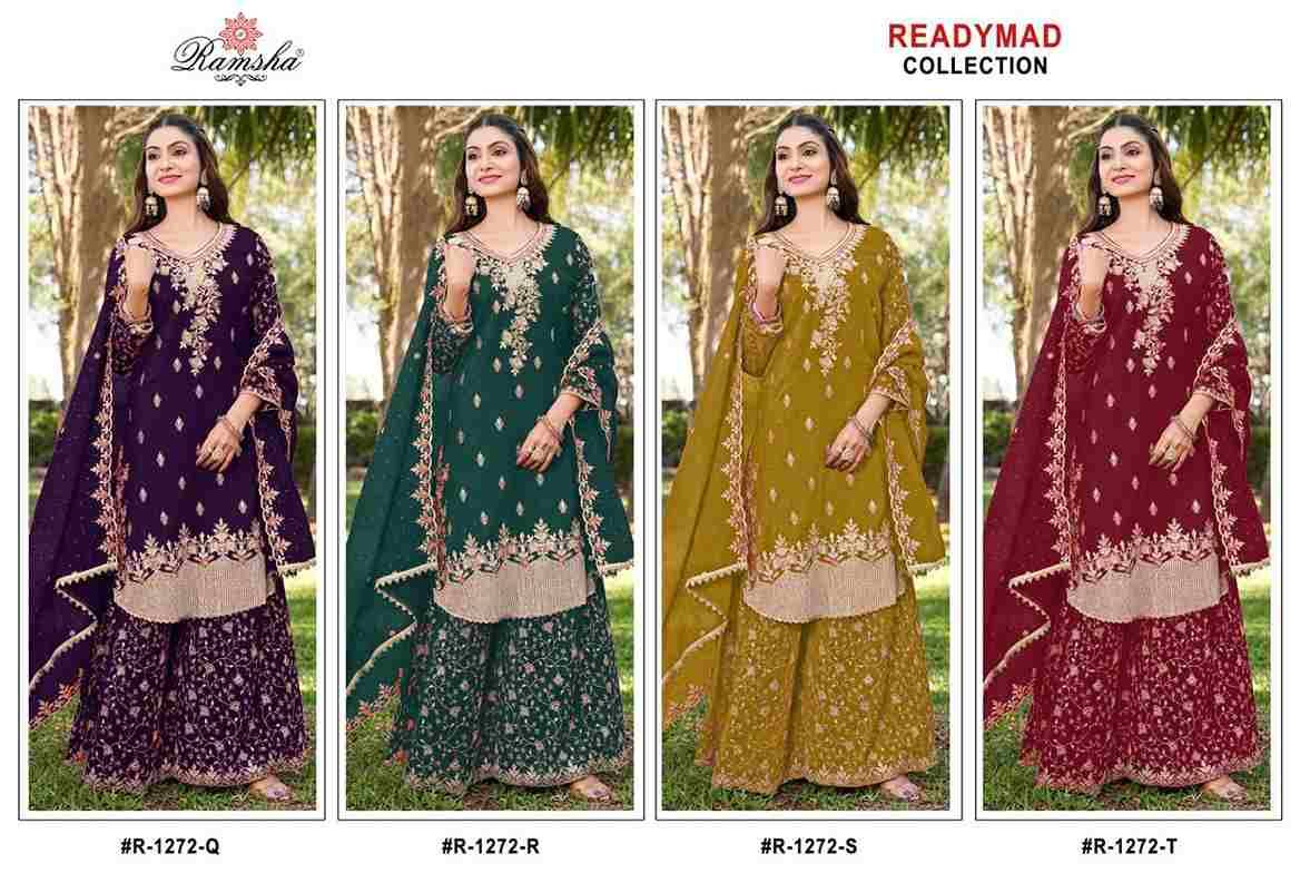 Ramsha 1272 Colours Vol-5 By Ramsha 1272-Q To 1272-T Series Designer Pakistani Suits Beautiful Fancy Colorful Stylish Party Wear & Occasional Wear Crunchy Embroidered Dresses At Wholesale Price