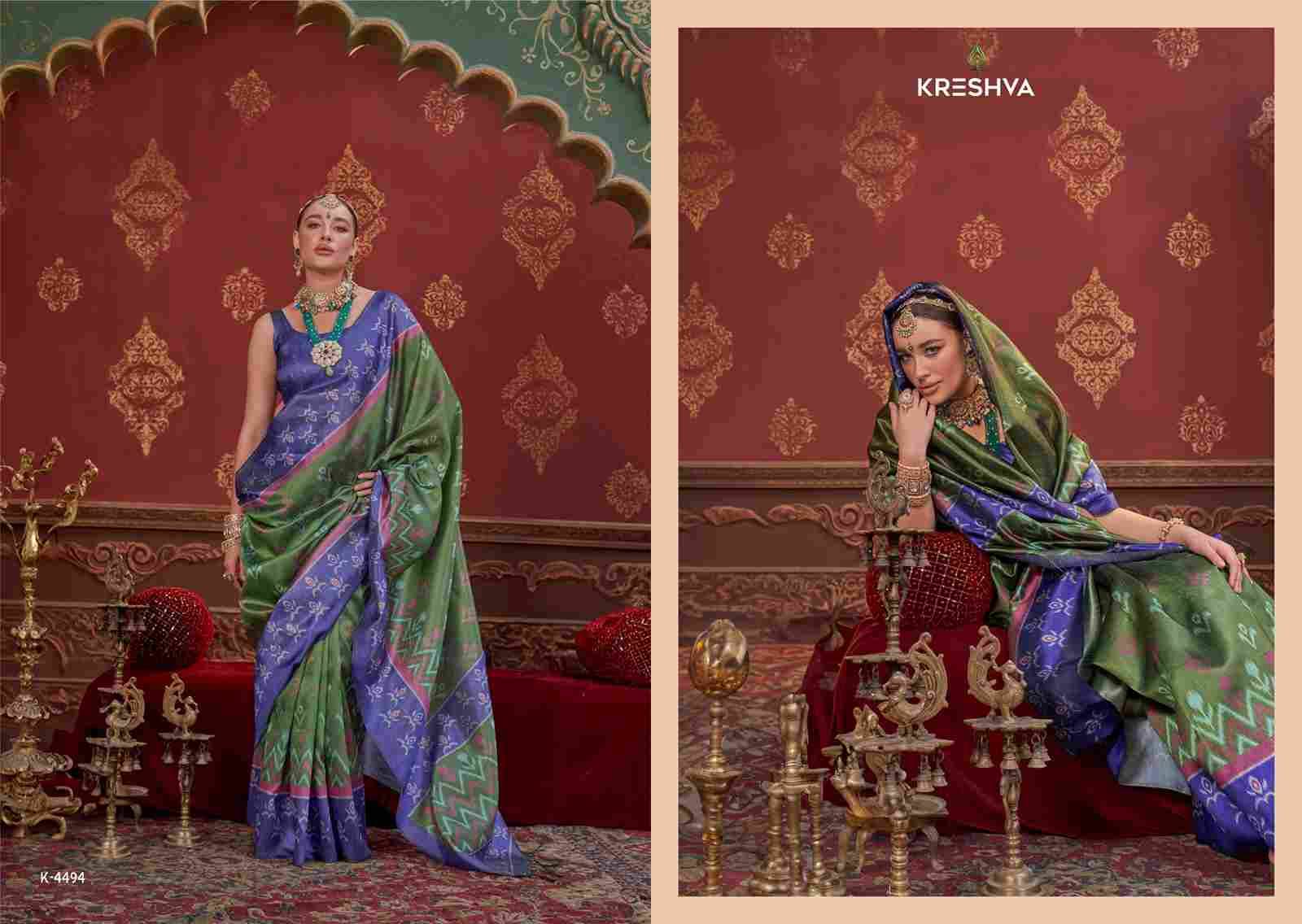 Kalki By Kreshva 4494 To 4505 Series Indian Traditional Wear Collection Beautiful Stylish Fancy Colorful Party Wear & Occasional Wear Silk Sarees At Wholesale Price