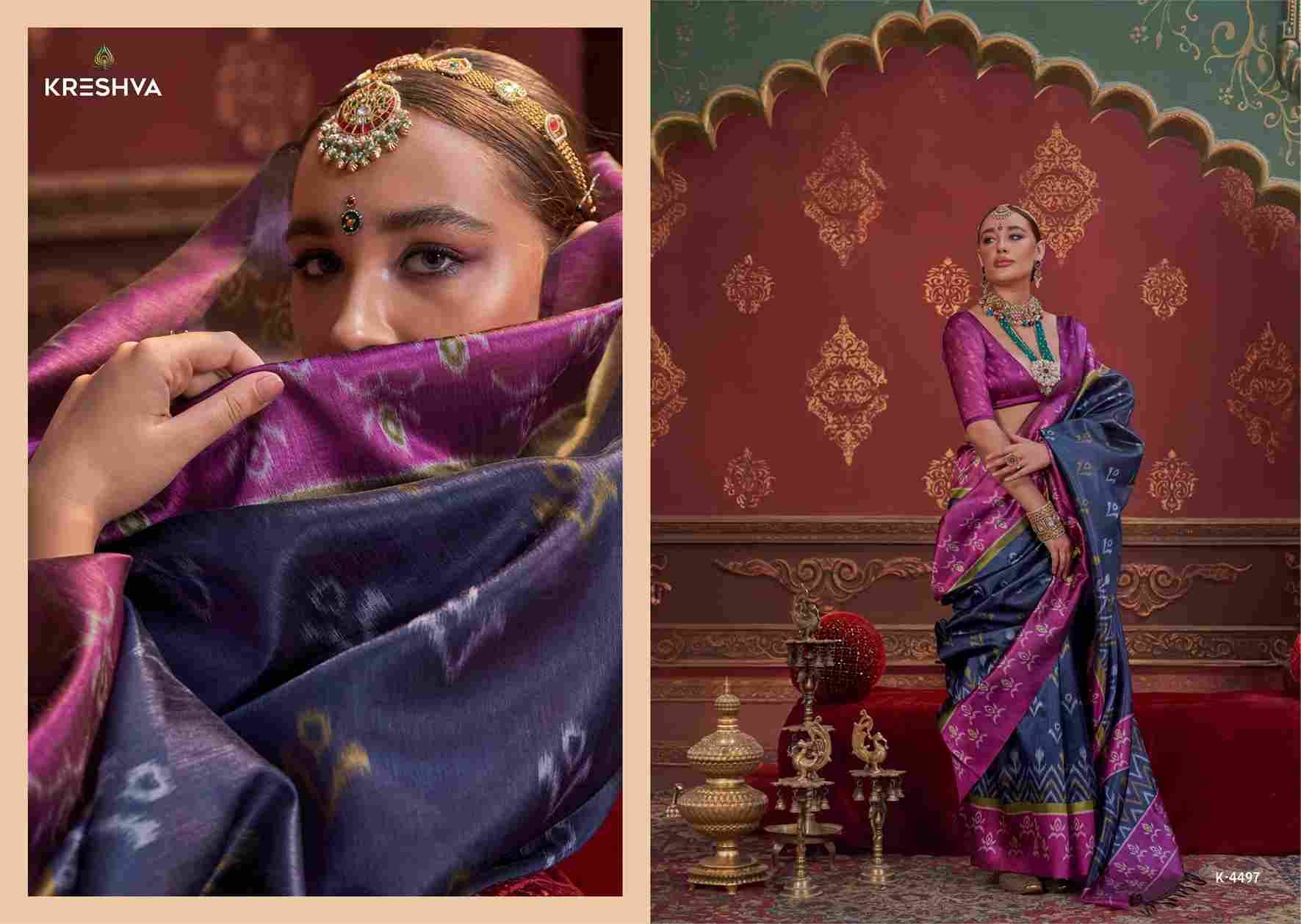 Kalki By Kreshva 4494 To 4505 Series Indian Traditional Wear Collection Beautiful Stylish Fancy Colorful Party Wear & Occasional Wear Silk Sarees At Wholesale Price