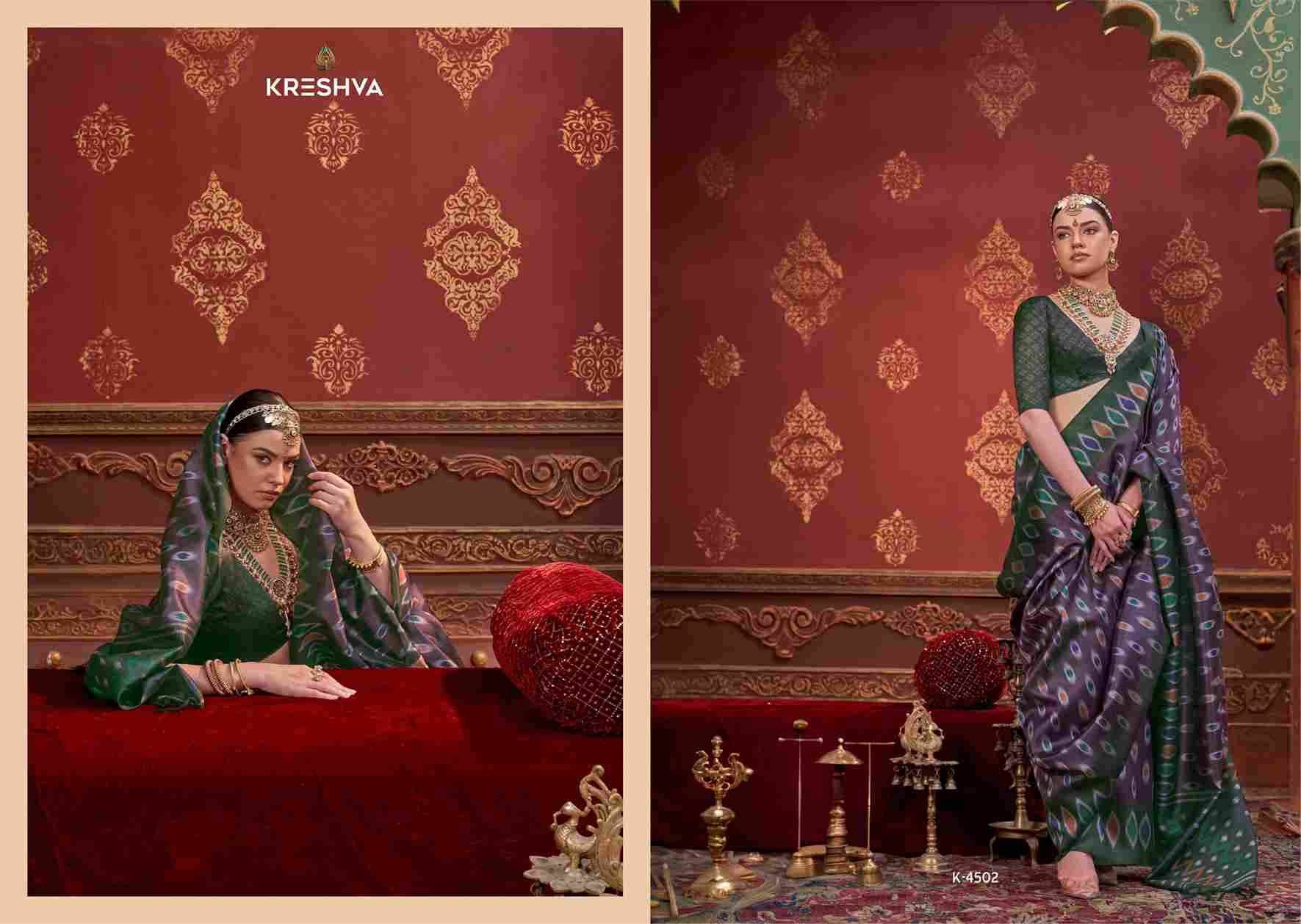 Kalki By Kreshva 4494 To 4505 Series Indian Traditional Wear Collection Beautiful Stylish Fancy Colorful Party Wear & Occasional Wear Silk Sarees At Wholesale Price