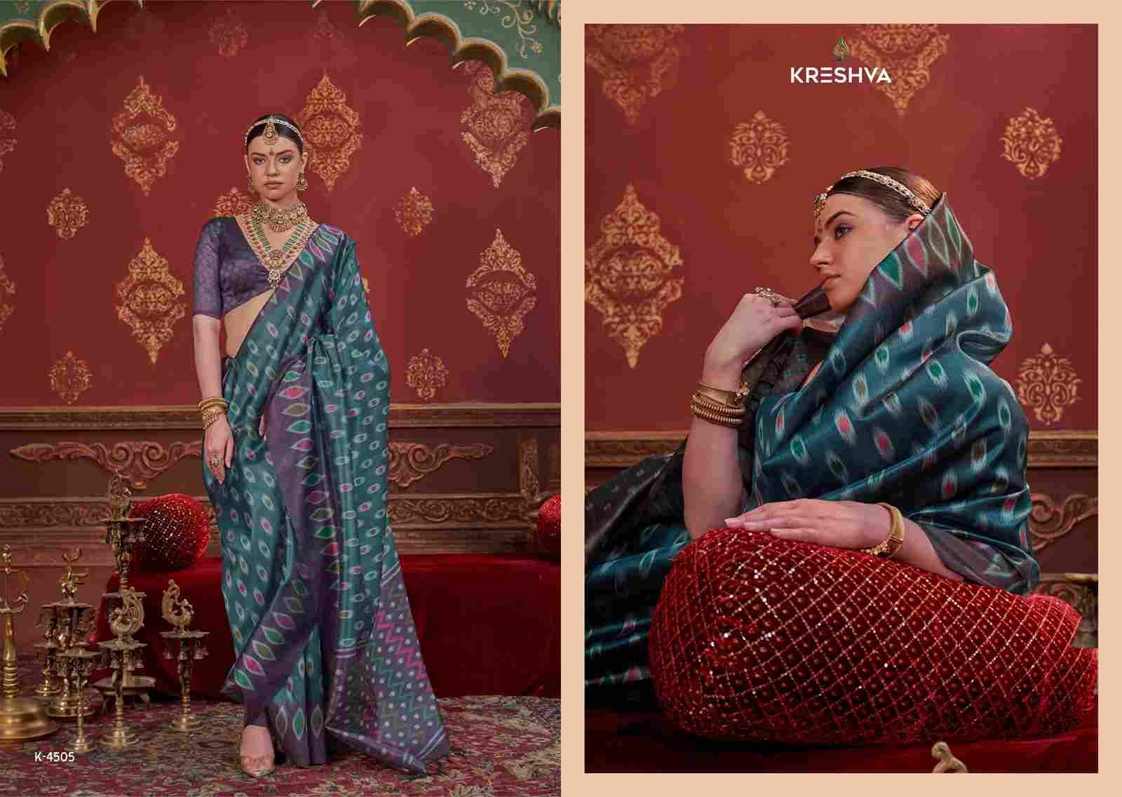 Kalki By Kreshva 4494 To 4505 Series Indian Traditional Wear Collection Beautiful Stylish Fancy Colorful Party Wear & Occasional Wear Silk Sarees At Wholesale Price