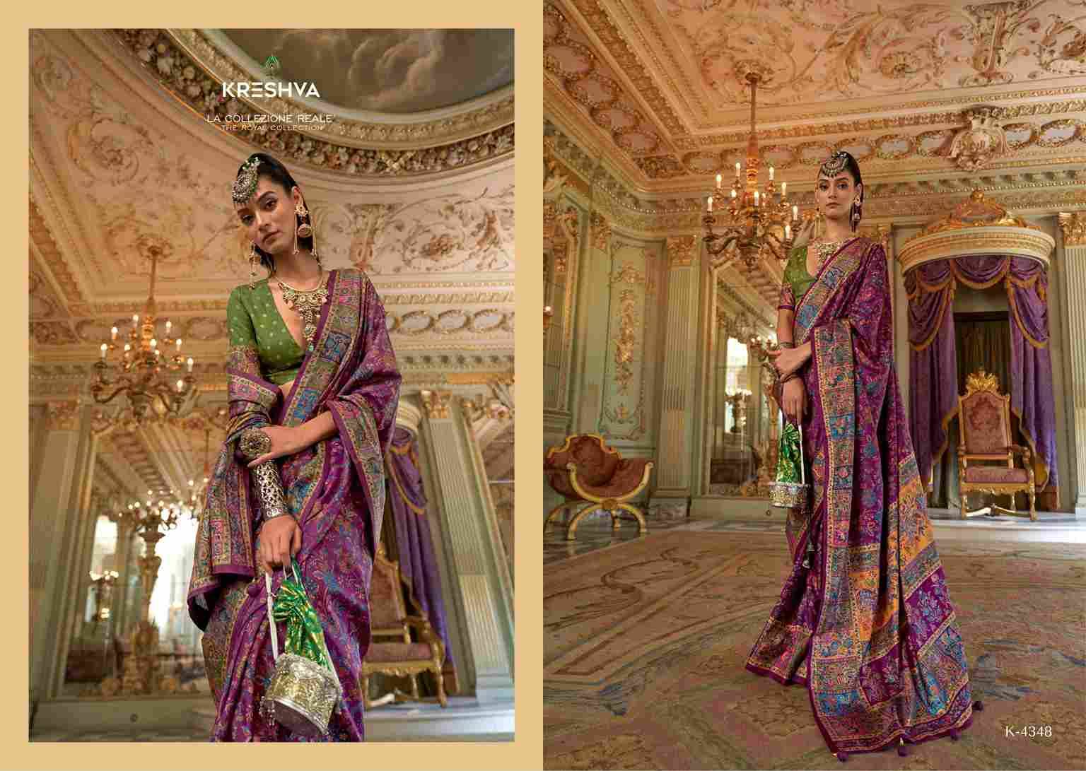 Raj-Kothi By Kreshva 4348 To 4356 Series Indian Traditional Wear Collection Beautiful Stylish Fancy Colorful Party Wear & Occasional Wear Silk Sarees At Wholesale Price