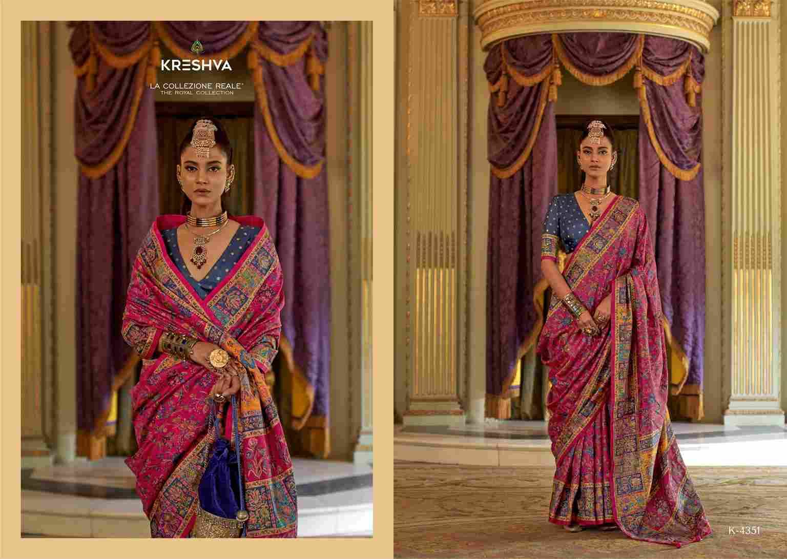 Raj-Kothi By Kreshva 4348 To 4356 Series Indian Traditional Wear Collection Beautiful Stylish Fancy Colorful Party Wear & Occasional Wear Silk Sarees At Wholesale Price