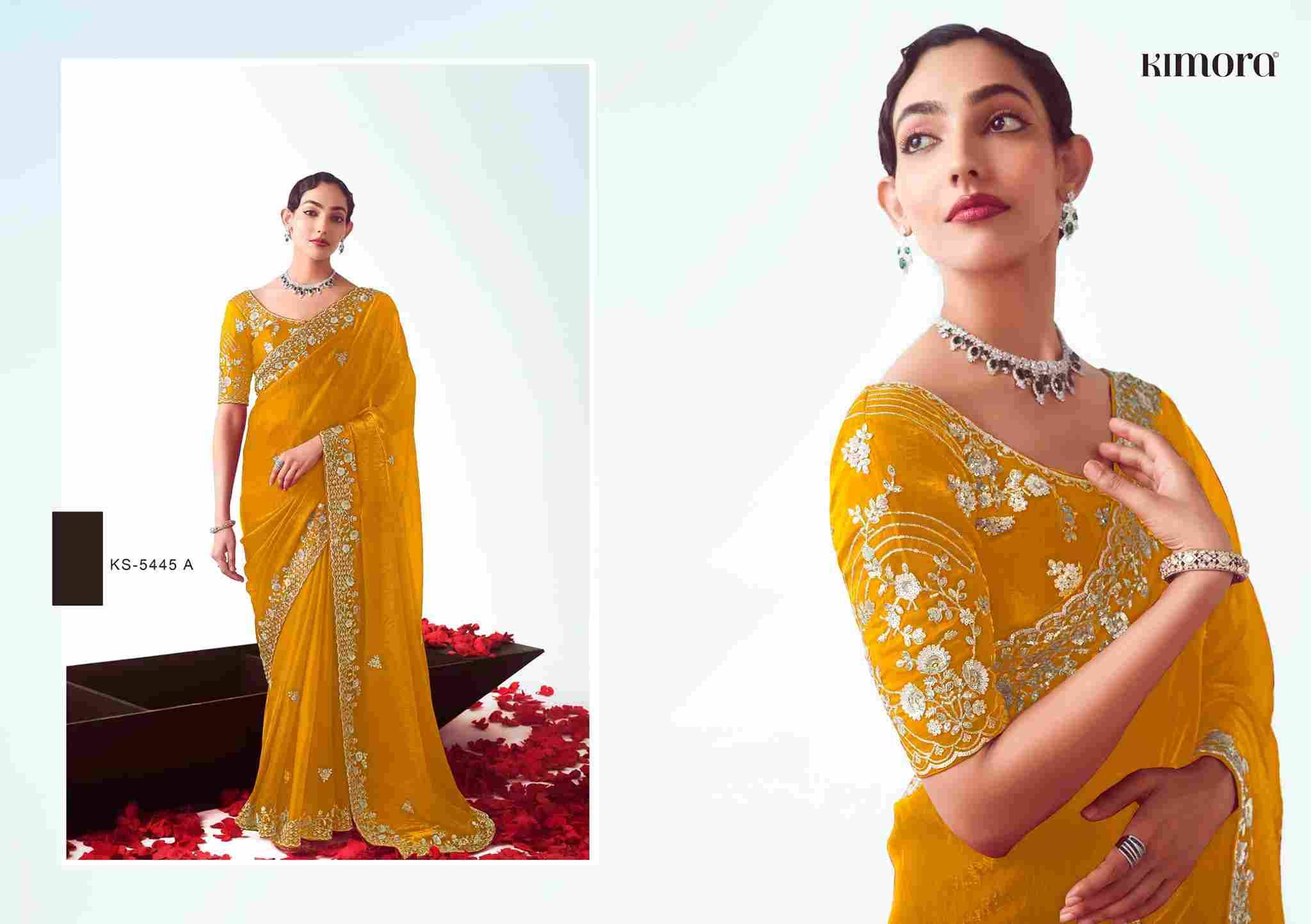 Kajal 5445 Colours By Kimora Fashion 5445 To 5445-E Series Indian Traditional Wear Collection Beautiful Stylish Fancy Colorful Party Wear & Occasional Wear Fancy Sarees At Wholesale Price