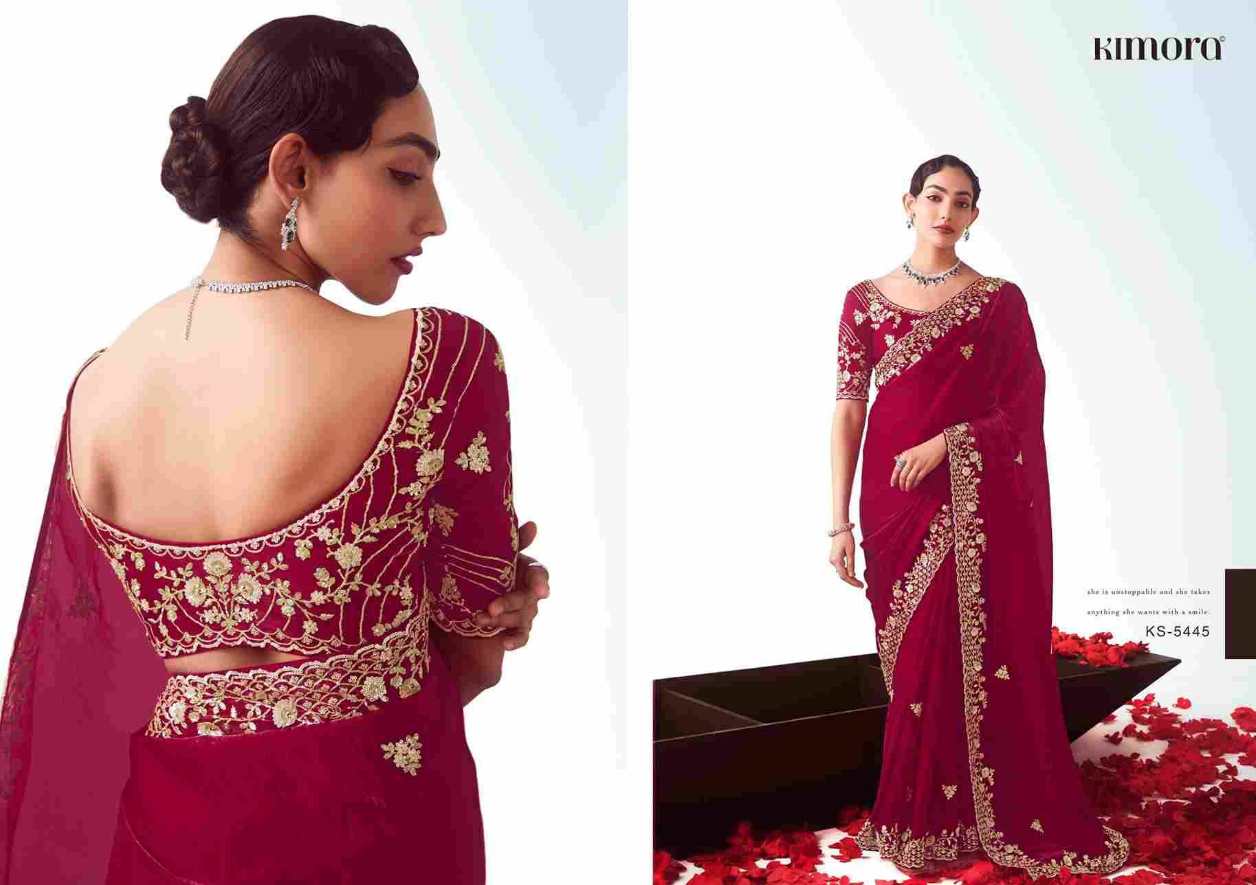 Kajal 5445 Colours By Kimora Fashion 5445 To 5445-E Series Indian Traditional Wear Collection Beautiful Stylish Fancy Colorful Party Wear & Occasional Wear Fancy Sarees At Wholesale Price