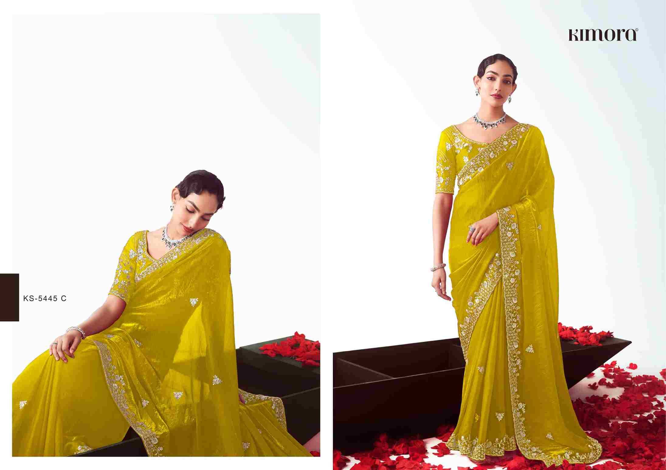 Kajal 5445 Colours By Kimora Fashion 5445 To 5445-E Series Indian Traditional Wear Collection Beautiful Stylish Fancy Colorful Party Wear & Occasional Wear Fancy Sarees At Wholesale Price