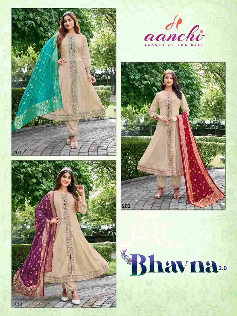 Bhavna Vol-2 By Aanchi Combo Set 201 To 203 Series Beautiful Stylish Festive Suits Fancy Colorful Casual Wear & Ethnic Wear & Ready To Wear Roman Shimmer Dresses At Wholesale Price