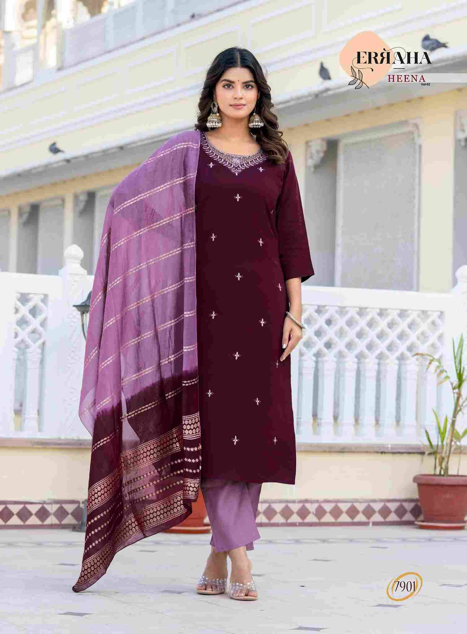 Heena Vol-2 By Erraha 7901 To 7908 Series Festive Suits Collection Beautiful Stylish Fancy Colorful Party Wear & Occasional Wear Vertican Dresses At Wholesale Price