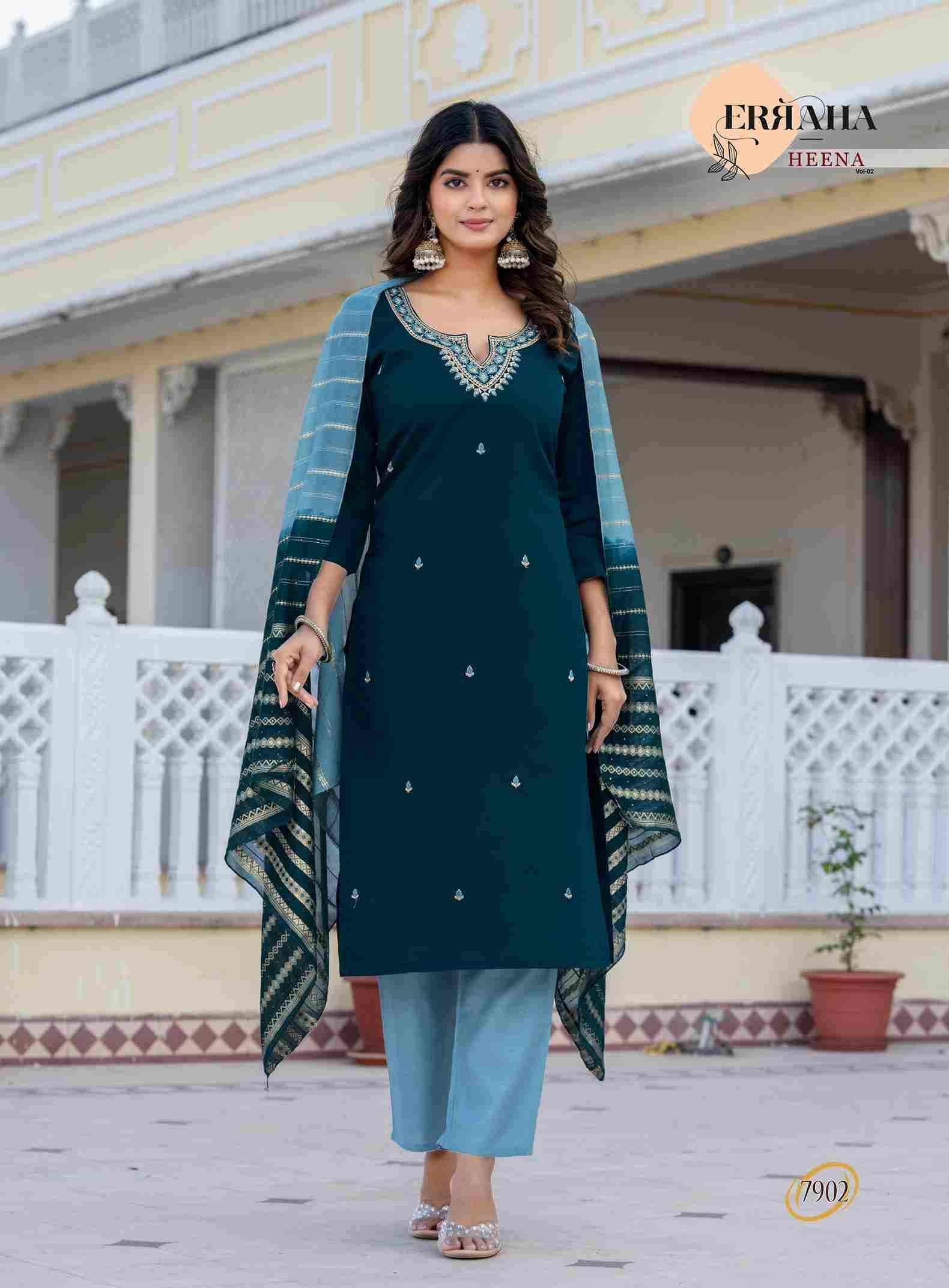 Heena Vol-2 By Erraha 7901 To 7908 Series Festive Suits Collection Beautiful Stylish Fancy Colorful Party Wear & Occasional Wear Vertican Dresses At Wholesale Price