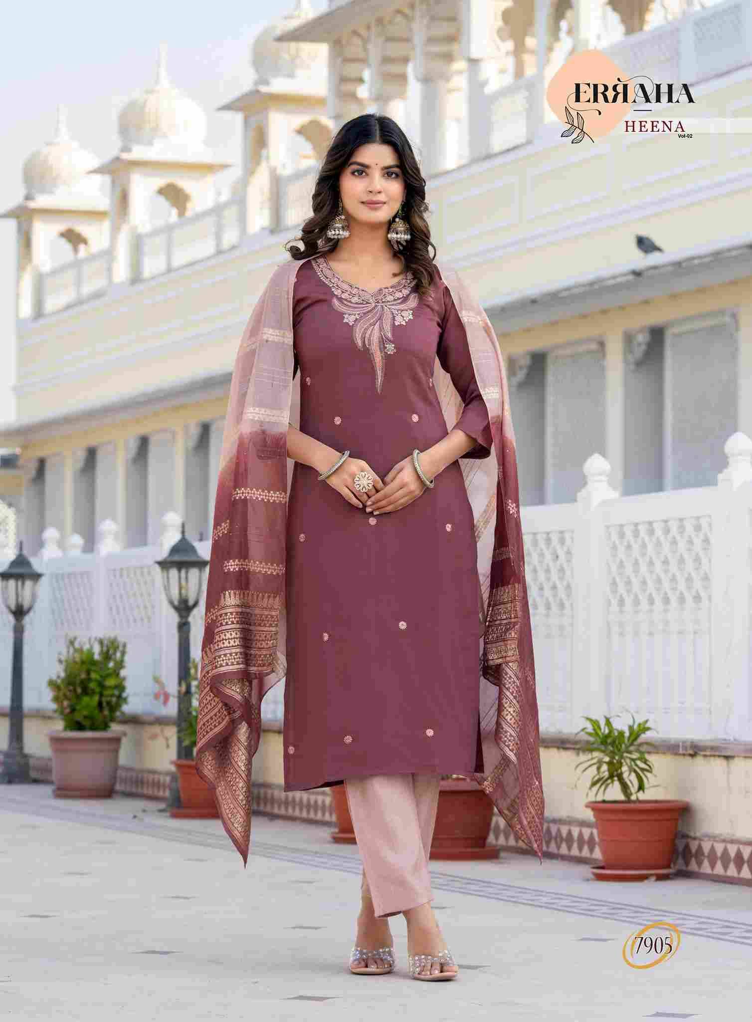 Heena Vol-2 By Erraha 7901 To 7908 Series Festive Suits Collection Beautiful Stylish Fancy Colorful Party Wear & Occasional Wear Vertican Dresses At Wholesale Price