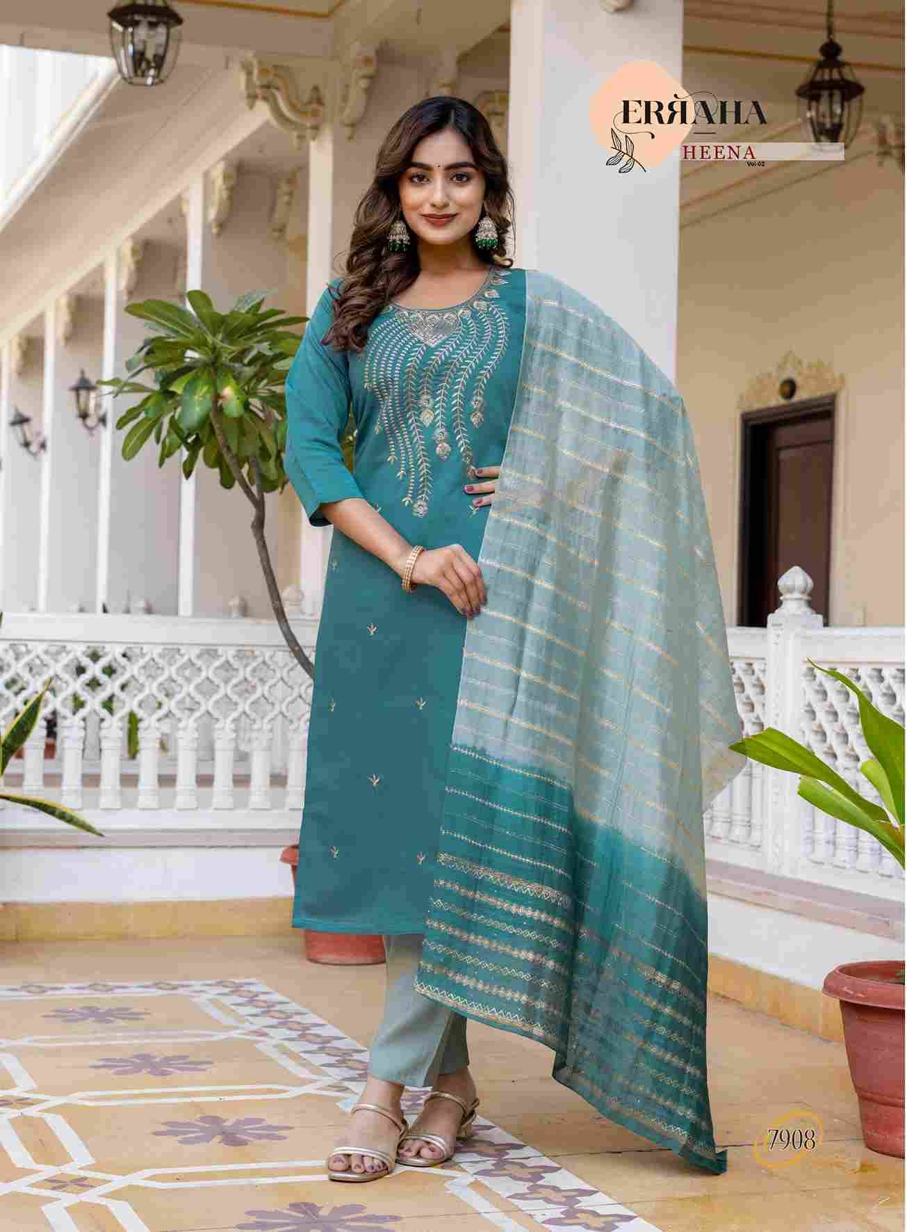 Heena Vol-2 By Erraha 7901 To 7908 Series Festive Suits Collection Beautiful Stylish Fancy Colorful Party Wear & Occasional Wear Vertican Dresses At Wholesale Price