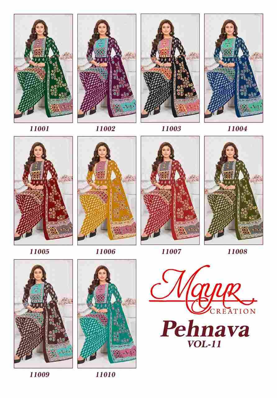 Pehnava Vol-11 By Mayur Creation 11001 To 11010 Series Beautiful Festive Suits Stylish Fancy Colorful Casual Wear & Ethnic Wear Heavy Cotton Print Dresses At Wholesale Price