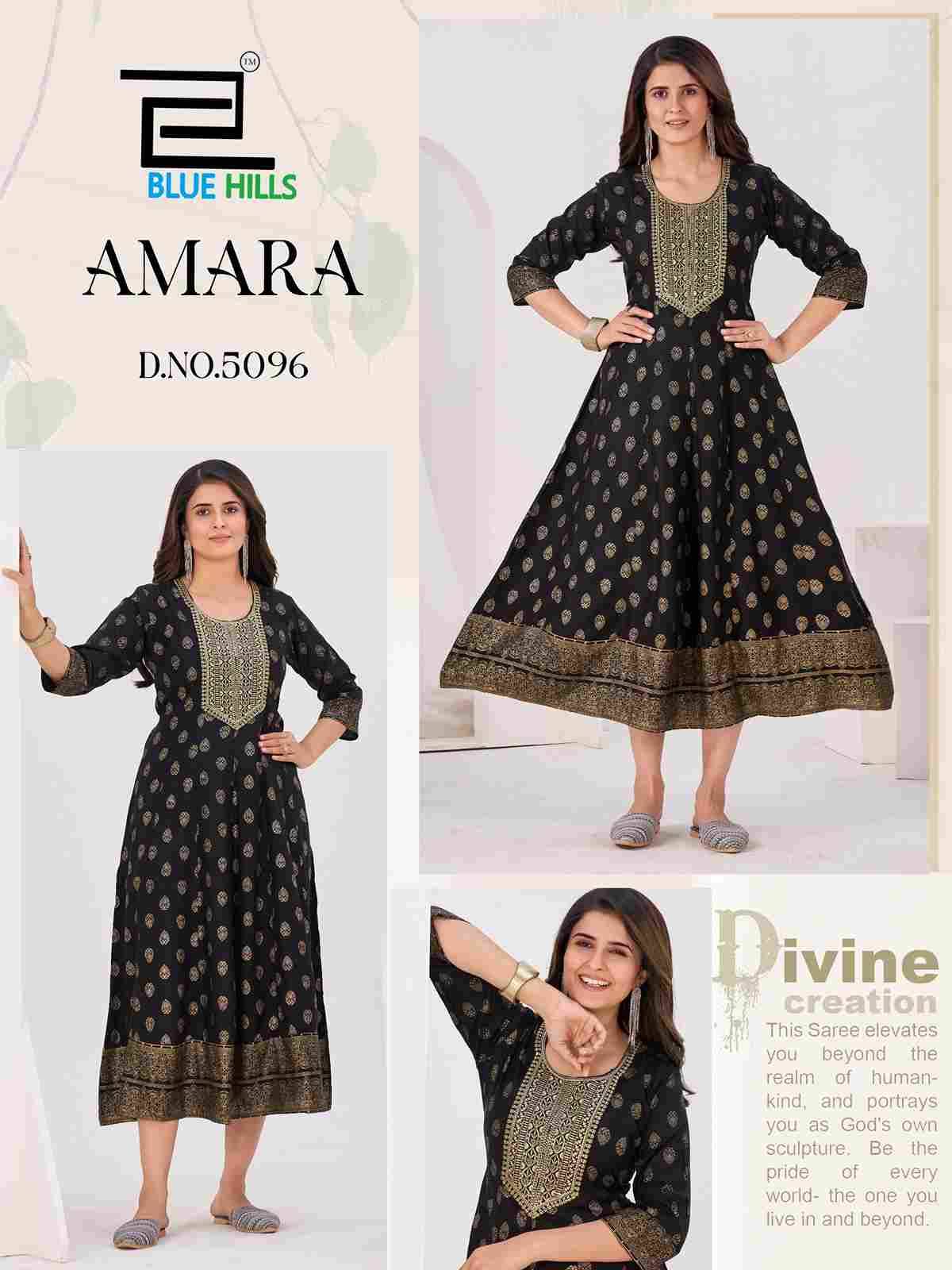 Amara By Blue Hills 5096 To 5101 Series Designer Stylish Fancy Colorful Beautiful Party Wear & Ethnic Wear Collection Rayon Foil Print Gown At Wholesale Price