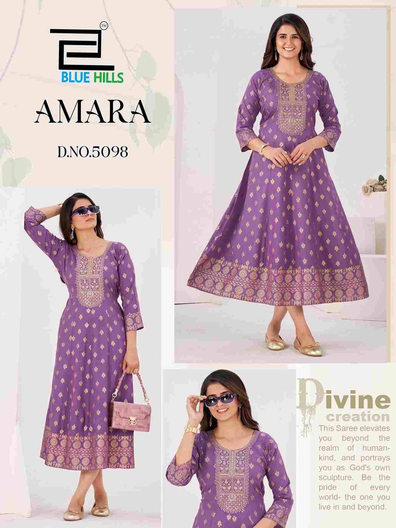 Amara By Blue Hills 5096 To 5101 Series Designer Stylish Fancy Colorful Beautiful Party Wear & Ethnic Wear Collection Rayon Foil Print Gown At Wholesale Price