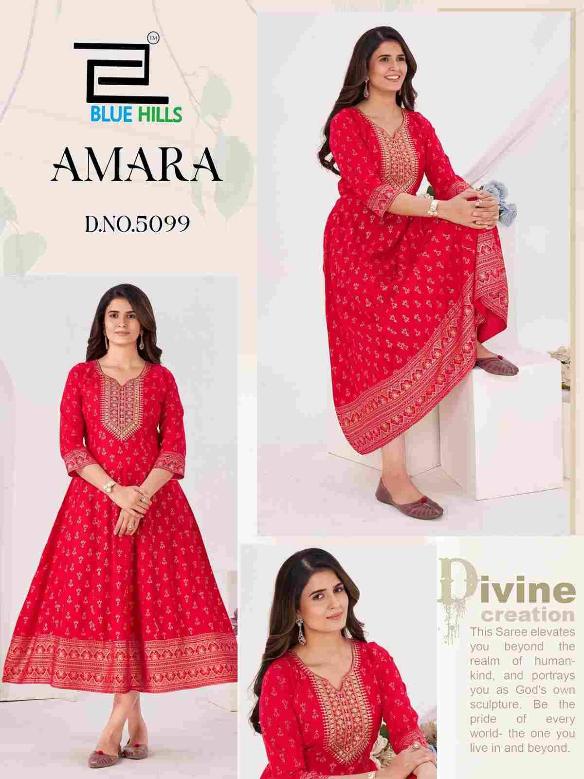 Amara By Blue Hills 5096 To 5101 Series Designer Stylish Fancy Colorful Beautiful Party Wear & Ethnic Wear Collection Rayon Foil Print Gown At Wholesale Price