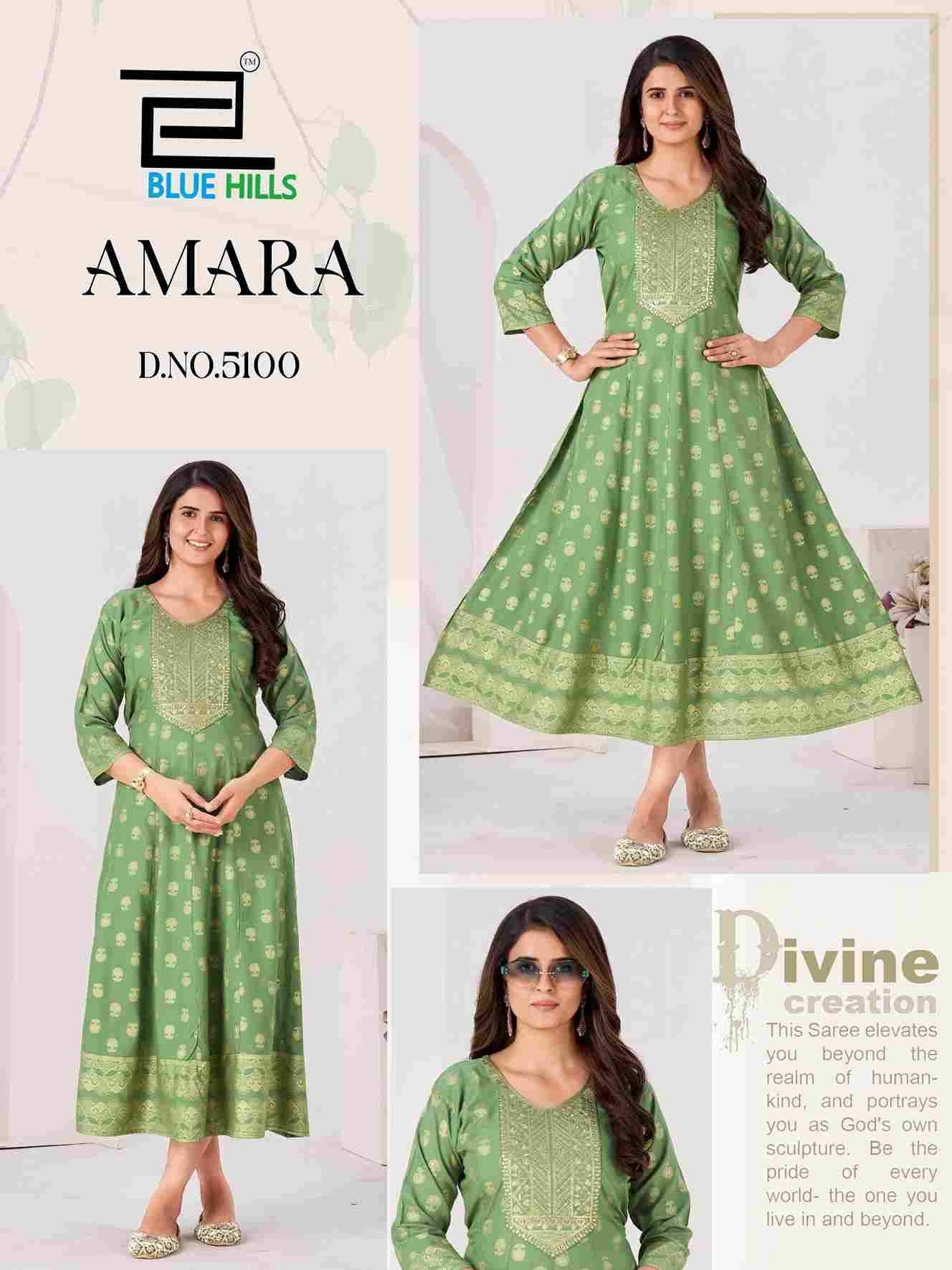 Amara By Blue Hills 5096 To 5101 Series Designer Stylish Fancy Colorful Beautiful Party Wear & Ethnic Wear Collection Rayon Foil Print Gown At Wholesale Price