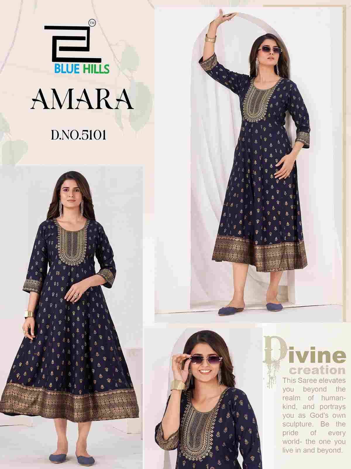 Amara By Blue Hills 5096 To 5101 Series Designer Stylish Fancy Colorful Beautiful Party Wear & Ethnic Wear Collection Rayon Foil Print Gown At Wholesale Price