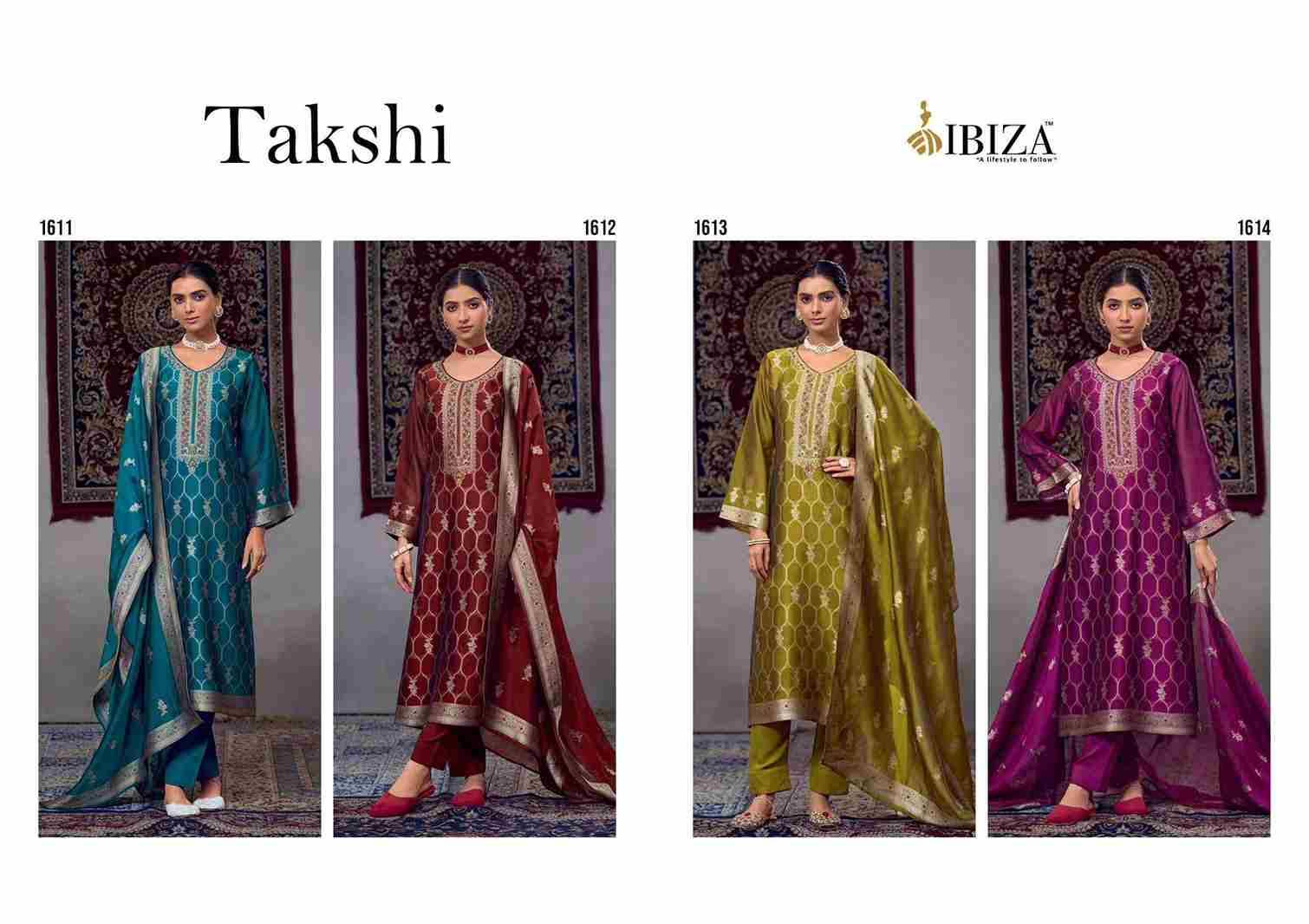 Takshi By Ibiza 1611 To 1614 Series Designer Festive Suits Beautiful Fancy Stylish Colorful Party Wear & Occasional Wear Pure Bangalori Silk Jacquard Dresses At Wholesale Price