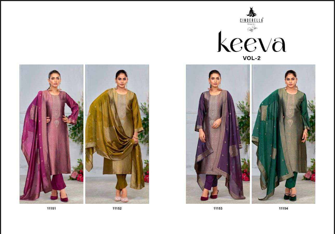 Keeva Vol-2 By Cinderella 11151 To 11154 Series Beautiful Stylish Festive Suits Fancy Colorful Casual Wear & Ethnic Wear & Ready To Wear Bangalori Silk Jacquard Dresses At Wholesale Price