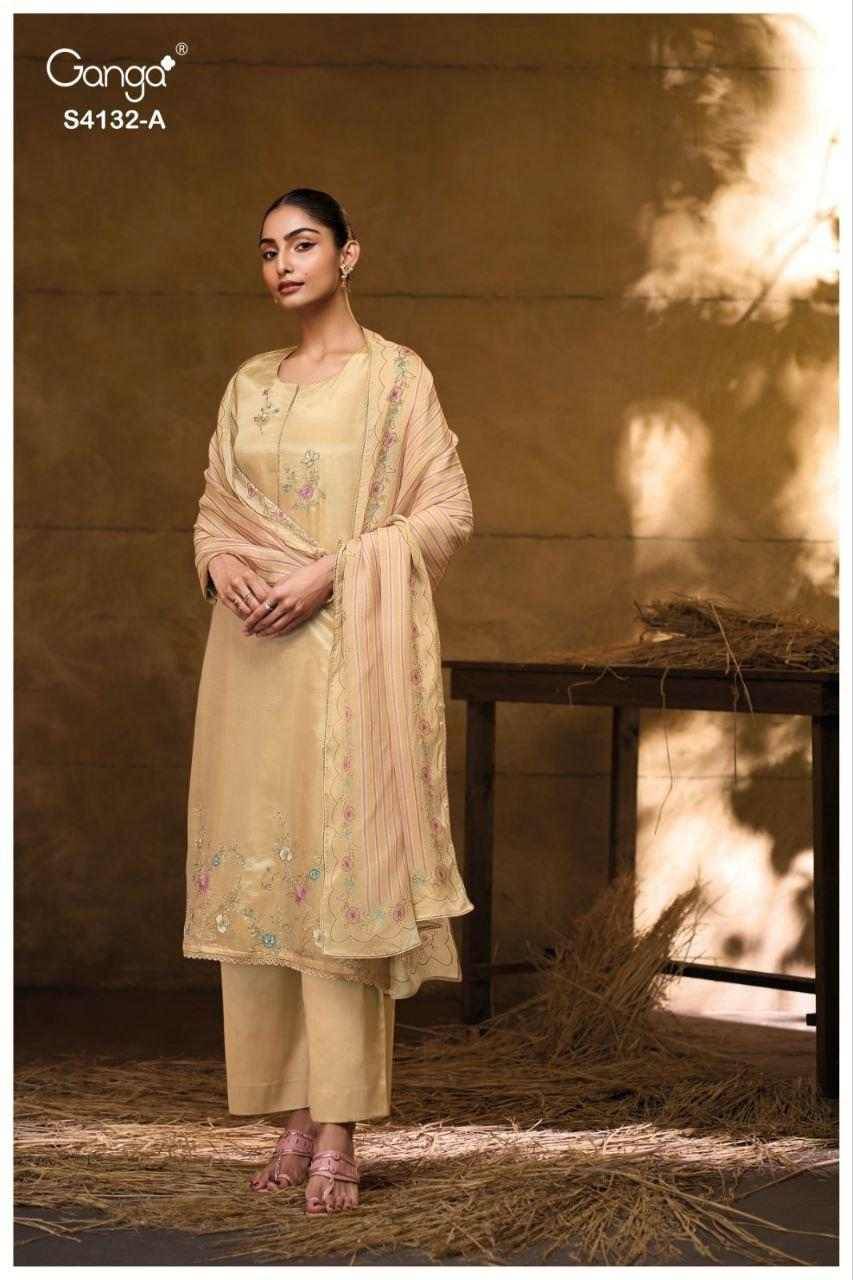 Tisha-4132 By Ganga Fashion 4132-A To 4132-B Series Beautiful Festive Suits Stylish Colorful Fancy Casual Wear & Ethnic Wear Premium Bemberg Silk Print Dresses At Wholesale Price