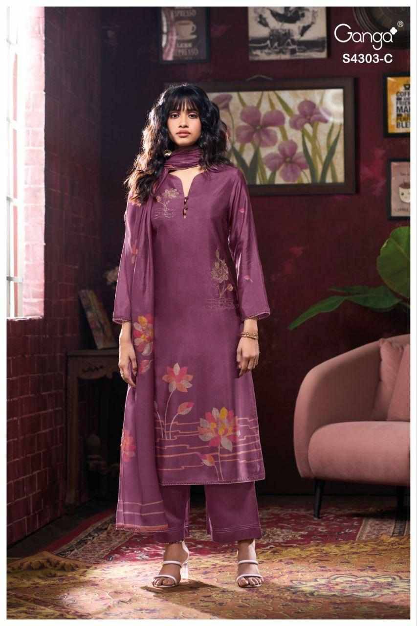 Kavisha-4303 By Ganga Fashion 4303-A To 4303-D Series Beautiful Festive Suits Stylish Colorful Fancy Casual Wear & Ethnic Wear Premium Bemberg Silk Print Dresses At Wholesale Price