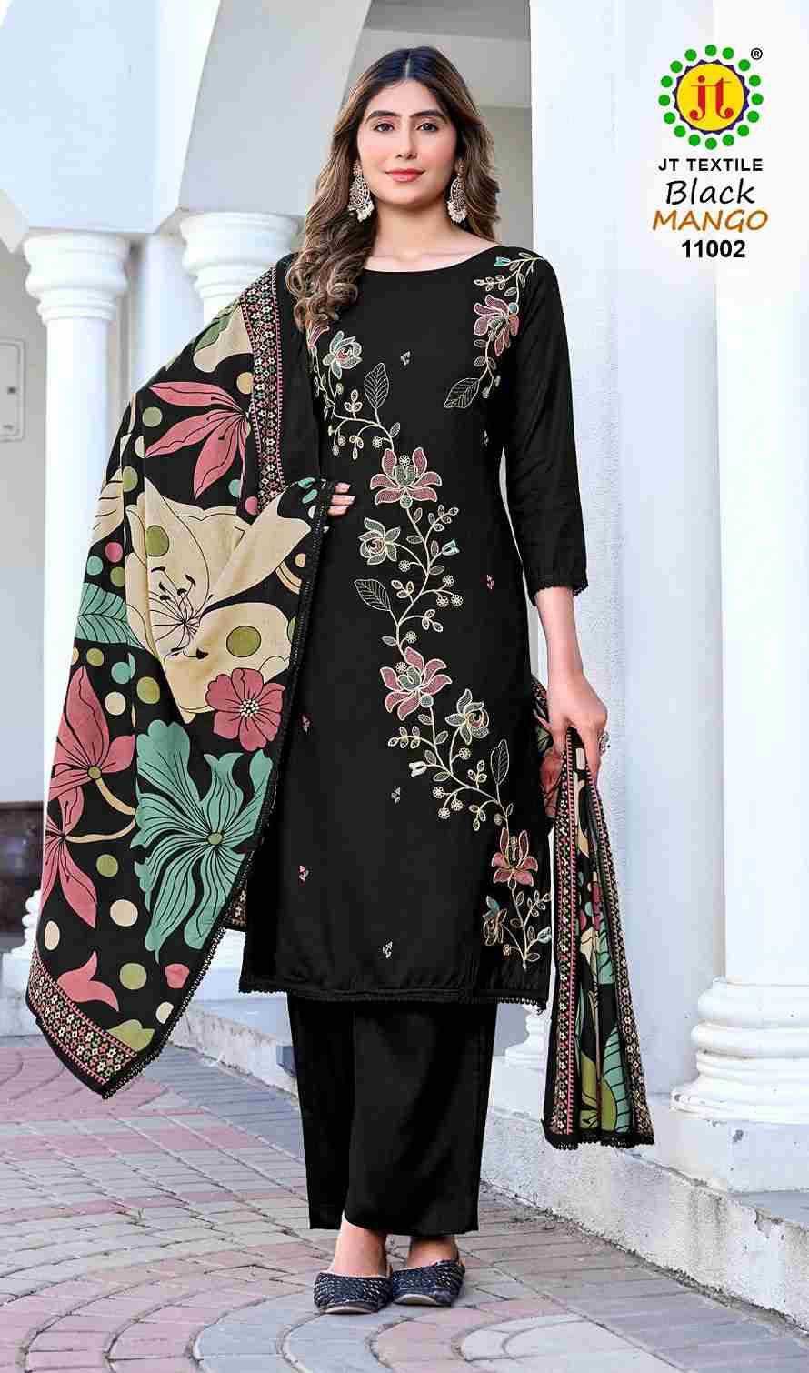 Black Mango Vol-11 By JT 11001 To 11005 Series Beautiful Festive Suits Colorful Stylish Fancy Casual Wear & Ethnic Wear Rayon Dresses At Wholesale Price