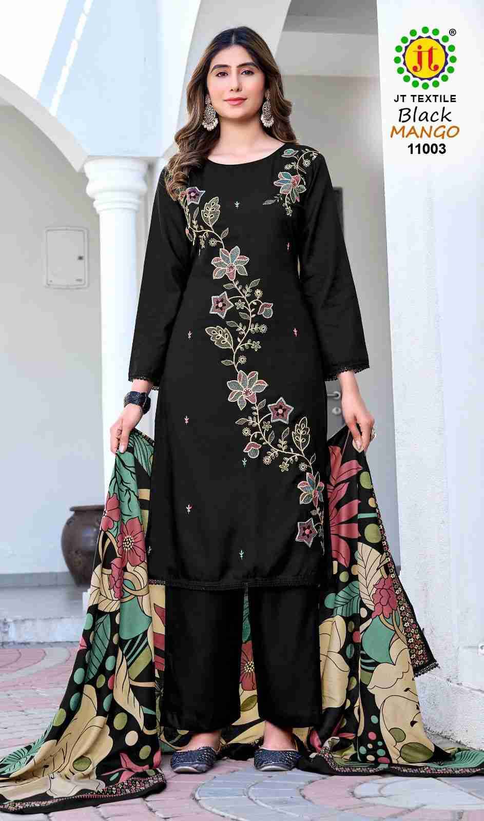 Black Mango Vol-11 By JT 11001 To 11005 Series Beautiful Festive Suits Colorful Stylish Fancy Casual Wear & Ethnic Wear Rayon Dresses At Wholesale Price