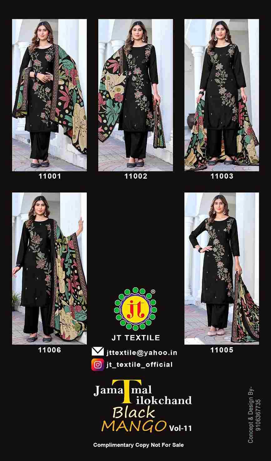 Black Mango Vol-11 By JT 11001 To 11005 Series Beautiful Festive Suits Colorful Stylish Fancy Casual Wear & Ethnic Wear Rayon Dresses At Wholesale Price