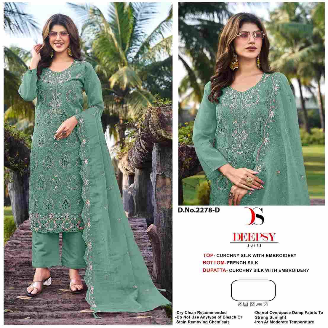 Deepsy Hit Design 2278 Colours By Deepsy Suits 2278-A To 2278-D Series Pakistani Stylish Beautiful Colourful Printed & Embroidered Party Wear & Occasional Wear Crunchy Silk Dresses At Wholesale Price