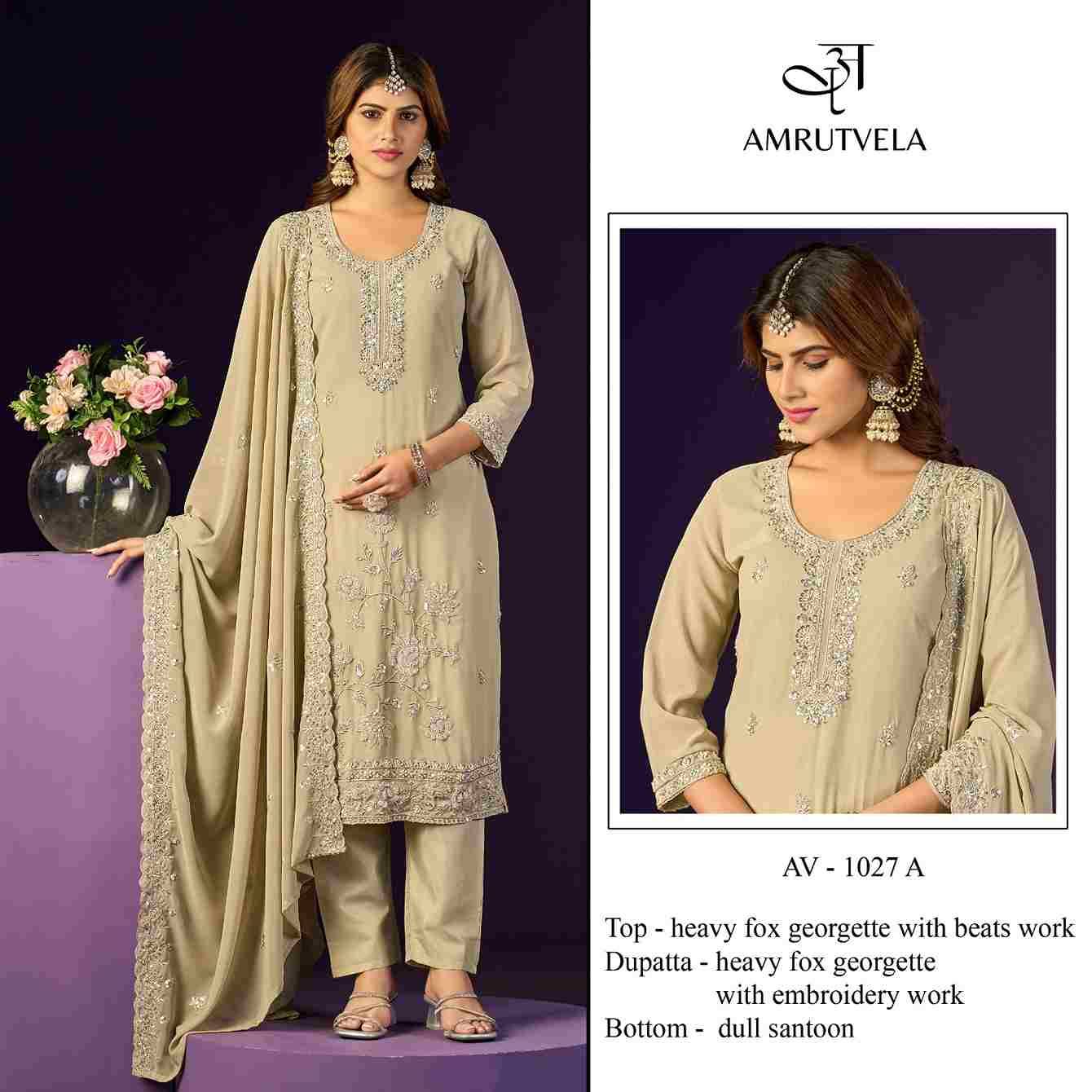 Amrutvela Hit Design AV-1027 Colours By Amrutvela AV-1027-A To AV-1027-D Series Designer Pakistani Suits Collection Beautiful Stylish Fancy Colorful Party Wear & Occasional Wear Faux Georgette Dresses At Wholesale Price