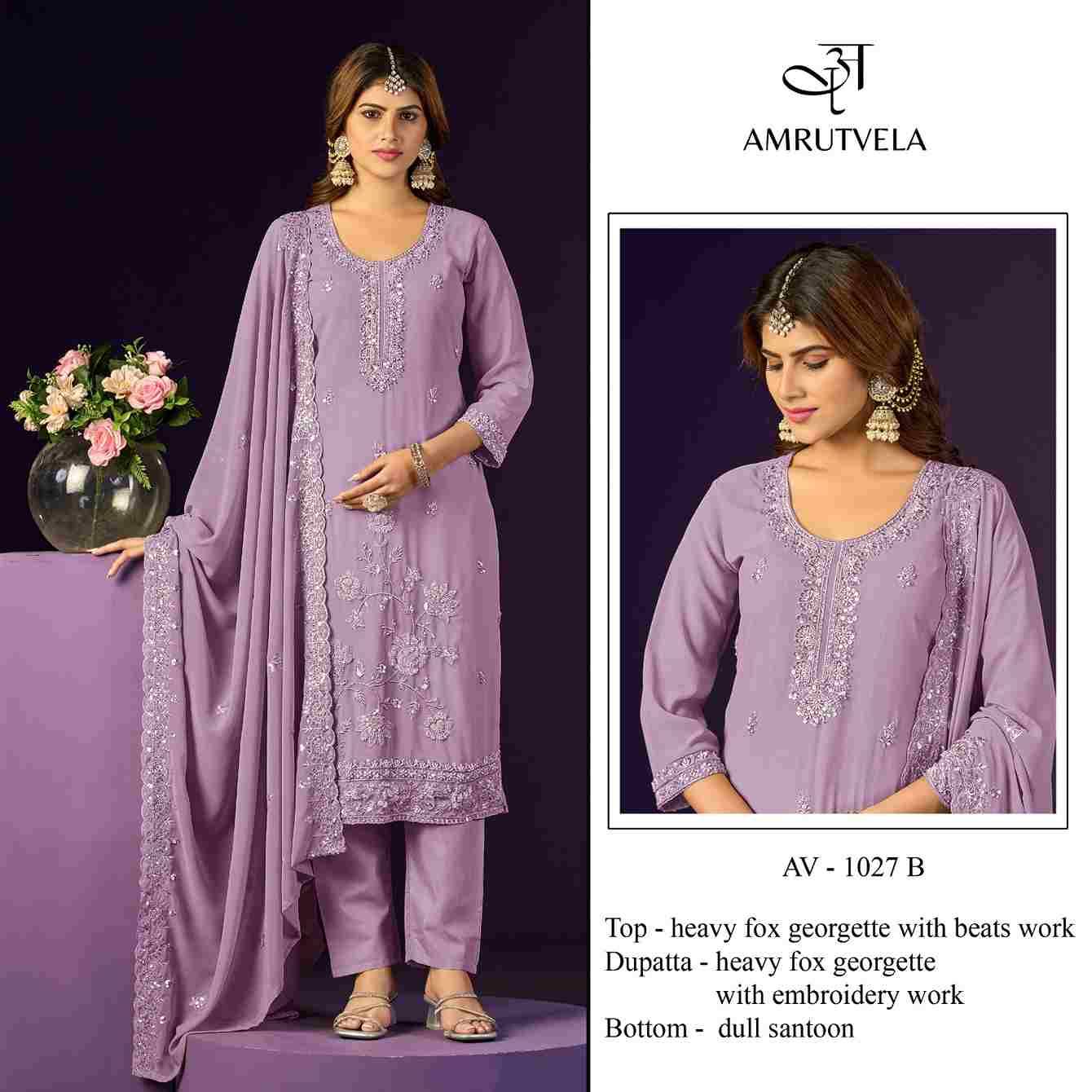 Amrutvela Hit Design AV-1027 Colours By Amrutvela AV-1027-A To AV-1027-D Series Designer Pakistani Suits Collection Beautiful Stylish Fancy Colorful Party Wear & Occasional Wear Faux Georgette Dresses At Wholesale Price